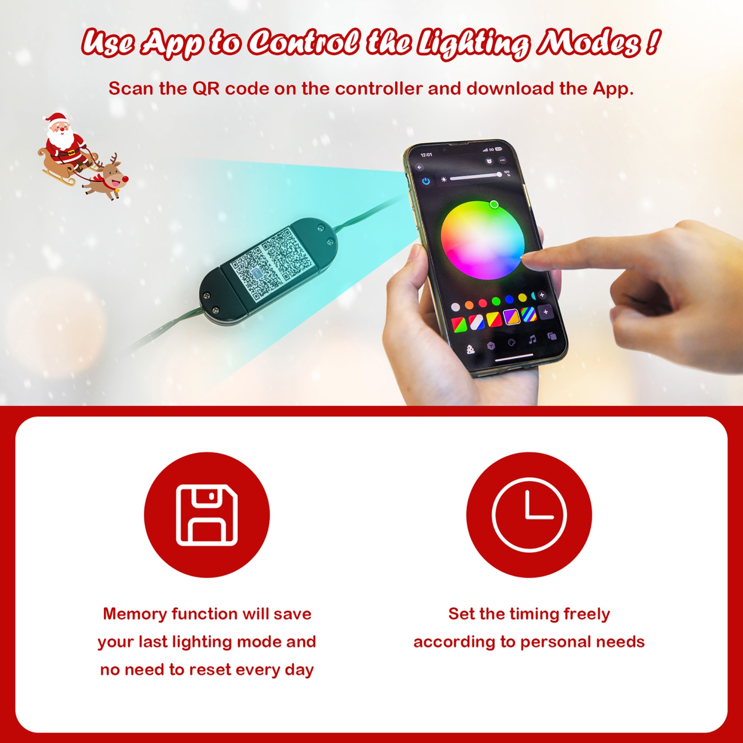 Gymax 7 FT Pre-lit Artificial Christmas Tree w/ APP Control & 15 Lighting Modes