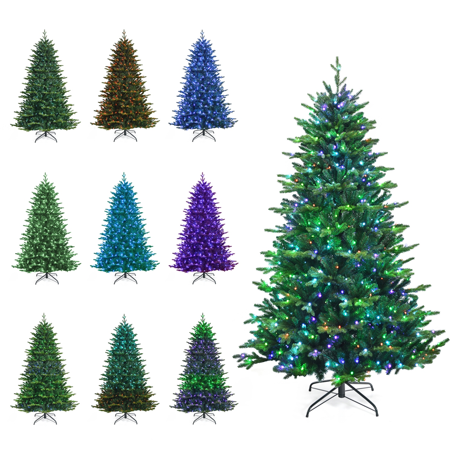 Gymax 7 FT Pre-lit Artificial Christmas Tree w/ APP Control & 15 Lighting Modes