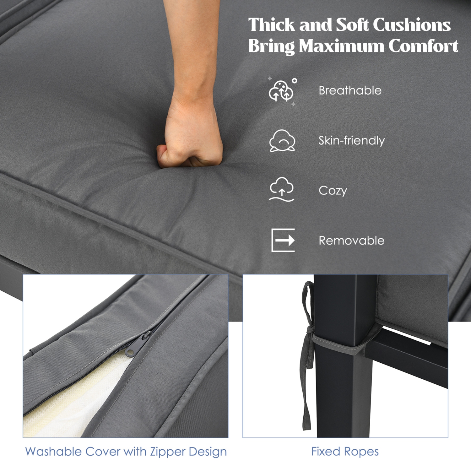 Gymax 4PCS Patio Conversation Furniture Set Outdoor Cushioned Sectional Sofa Set