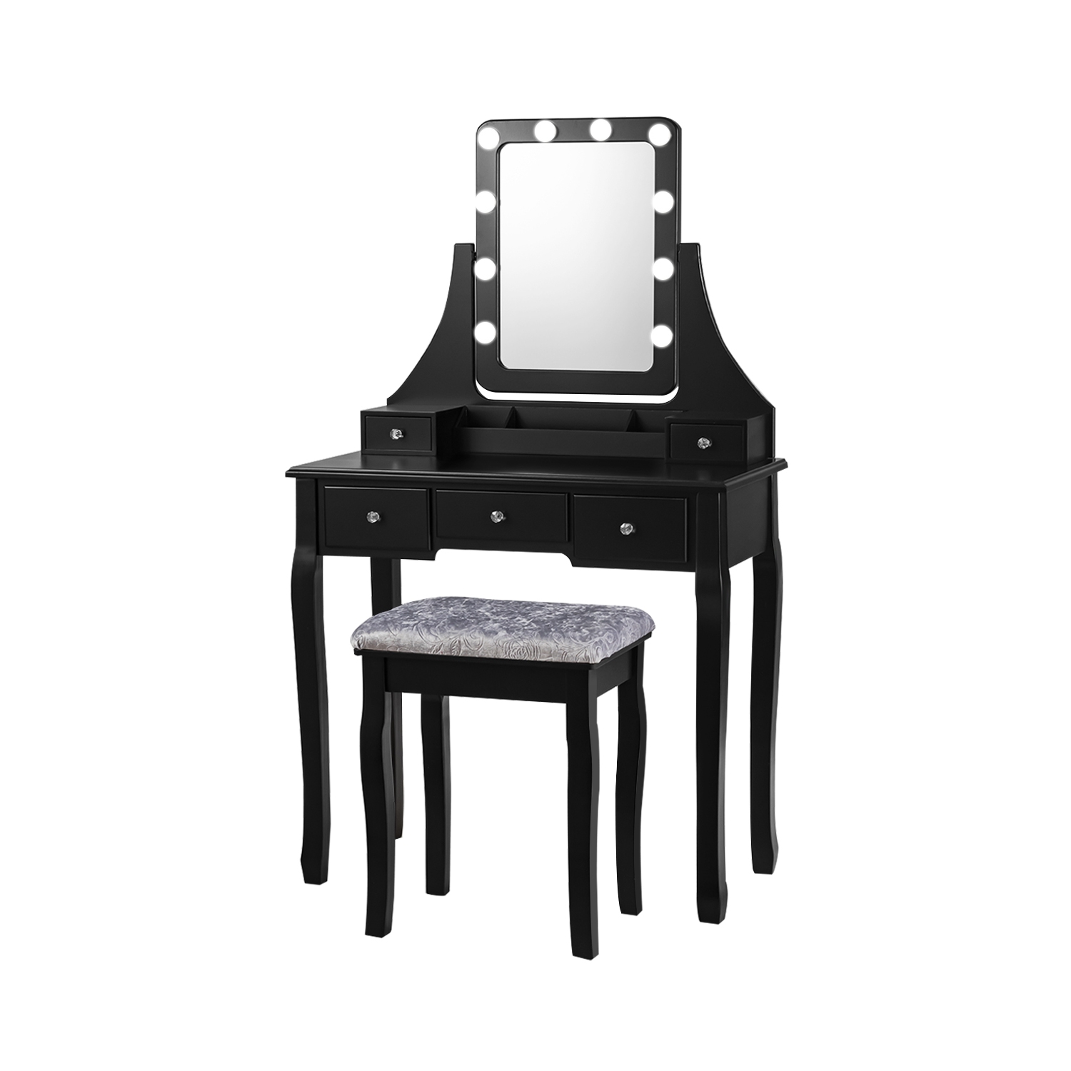 Ensemble coiffeuse amovible TopBuy table maquillage avec miroir et tabouret rembourré blanc/noir/brun