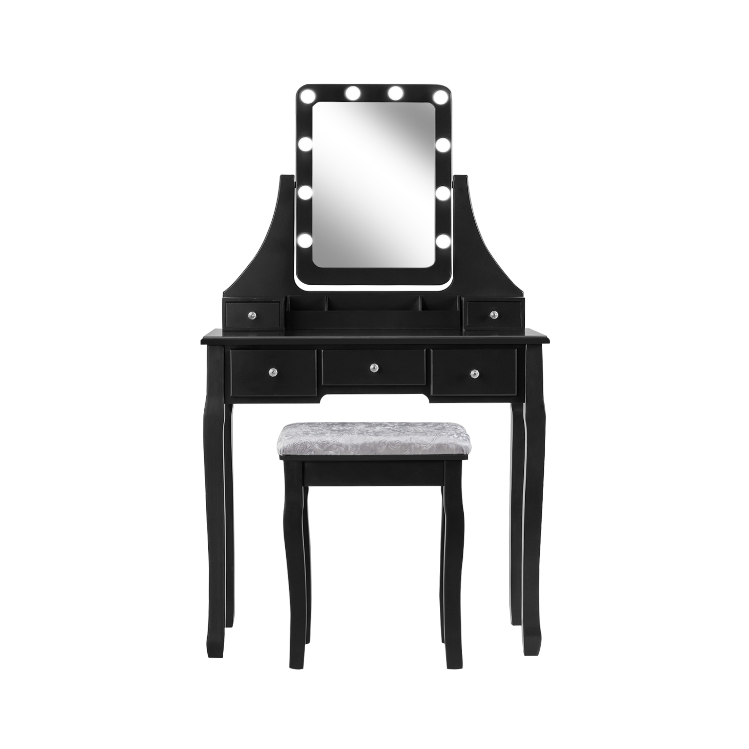 Ensemble coiffeuse amovible TopBuy table maquillage avec miroir et tabouret rembourré blanc/noir/brun