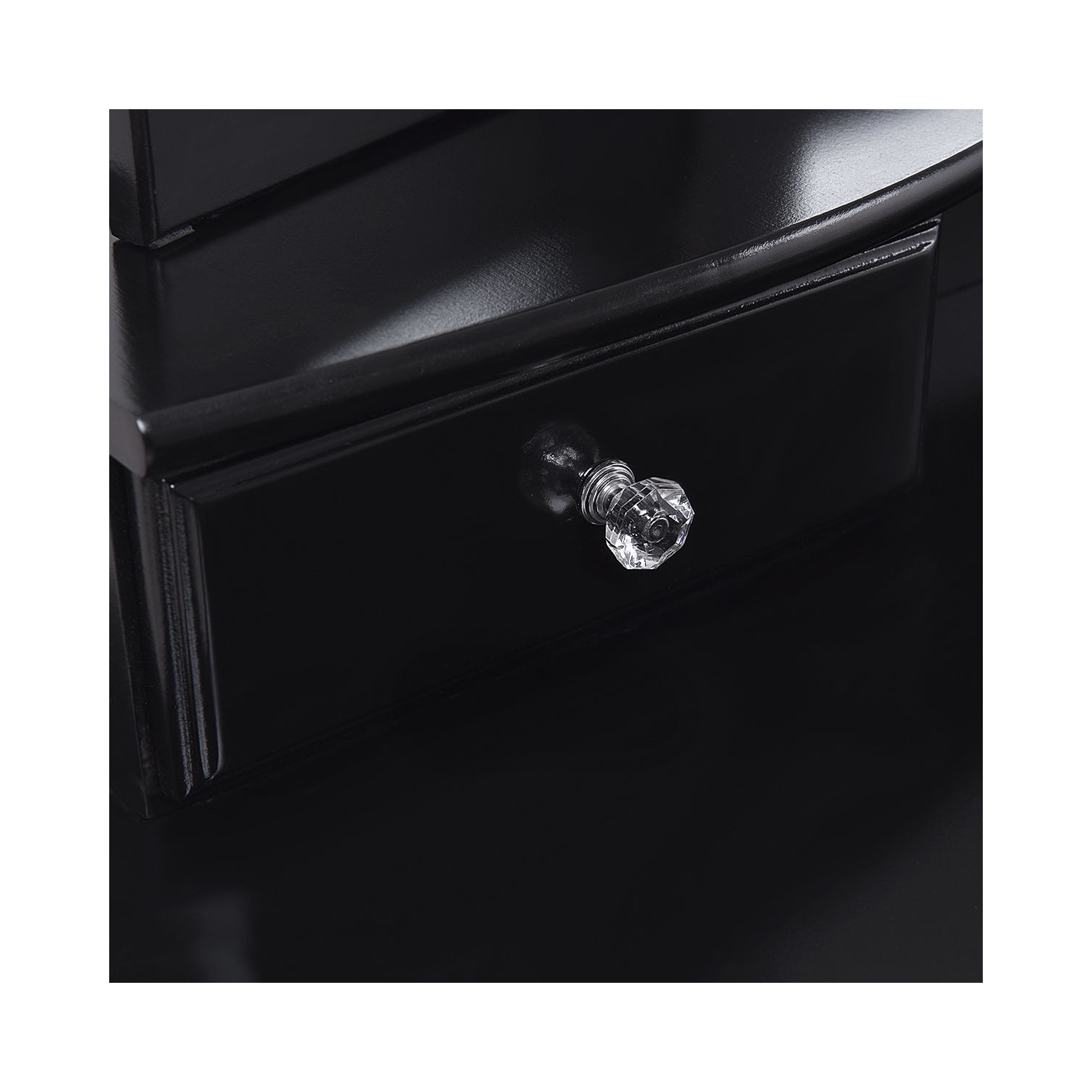 Topbuy Removable Tri-folding Mirror Vanity Table Unit Makeup Set w/ Stool & 4 Drawers Black