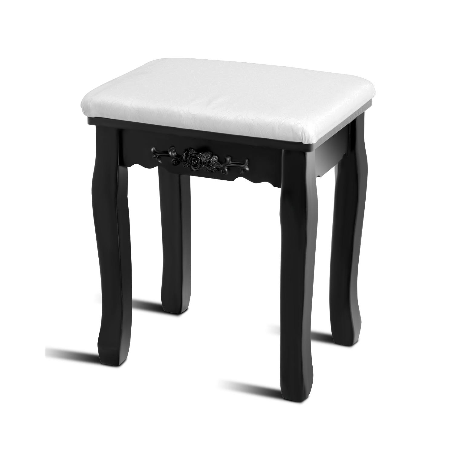 Topbuy Oval Vanity Mirror Dressing Table Beauty Dresser w/ Cushioned Bench Black