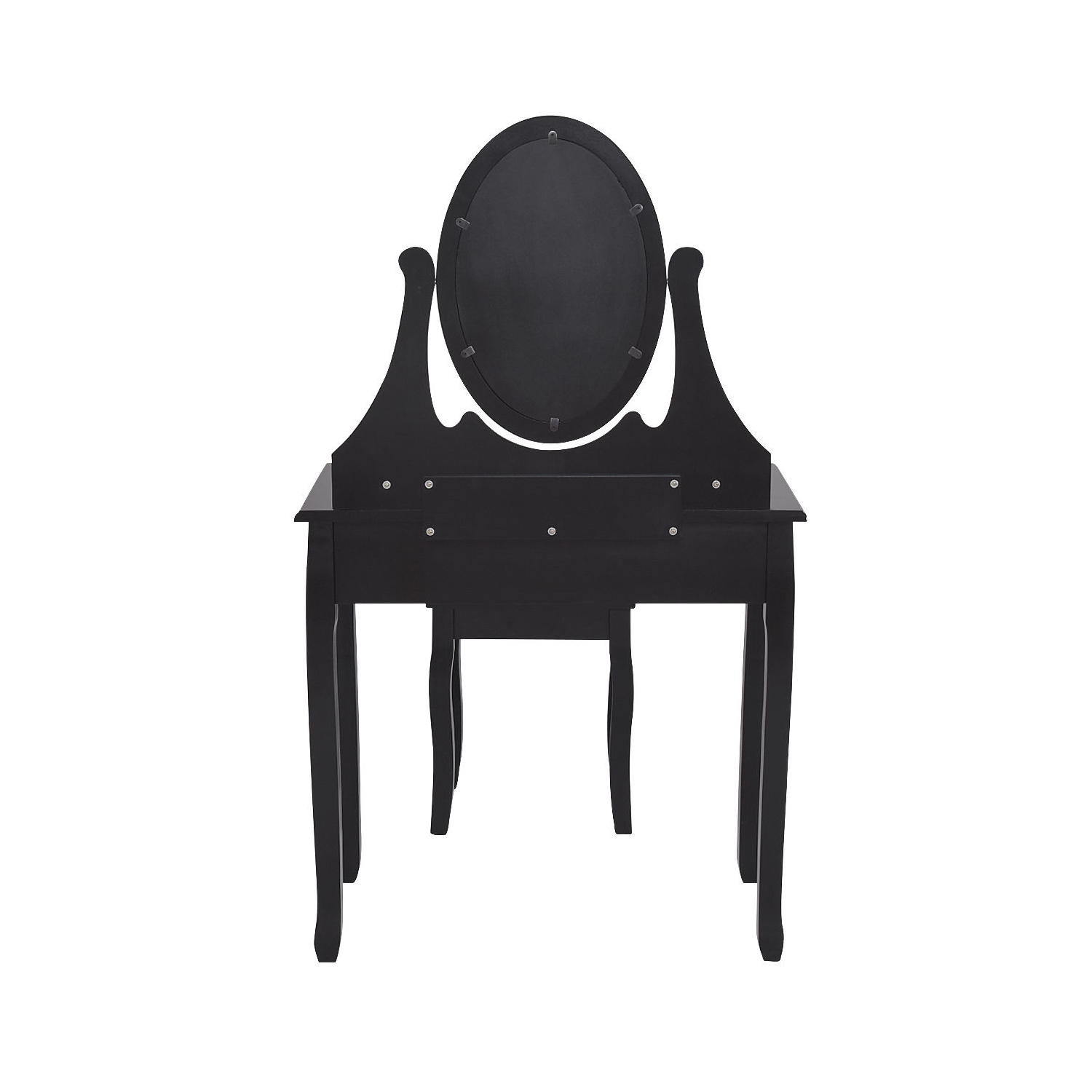 Topbuy Mirrored Dressing Table Wooden Vanity Makeup Unit w/ Cushioned Stool Black