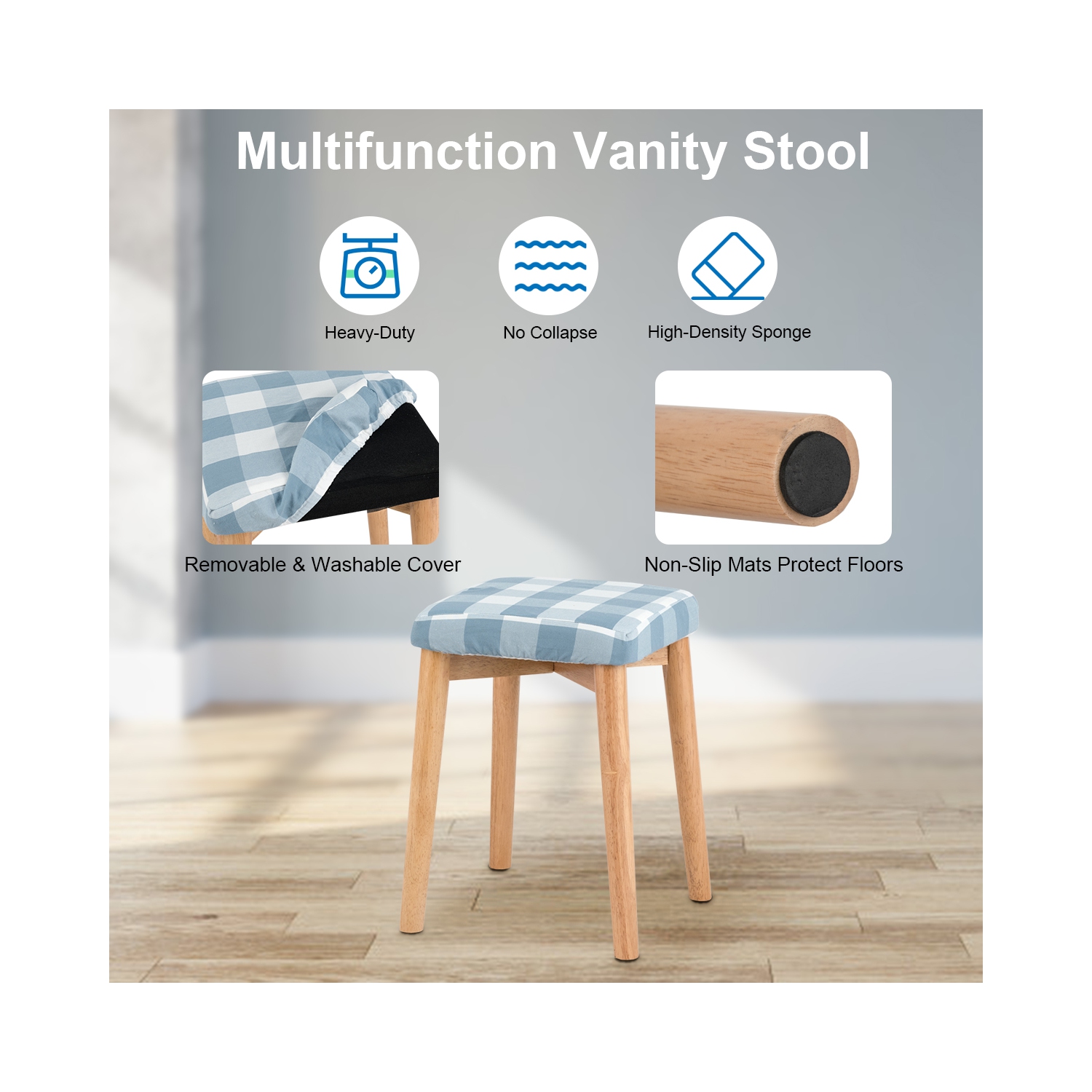 TopBuy – Ensemble de coiffeuse avec miroir et tiroirs pour commode à maquillage éclairée, bois naturel