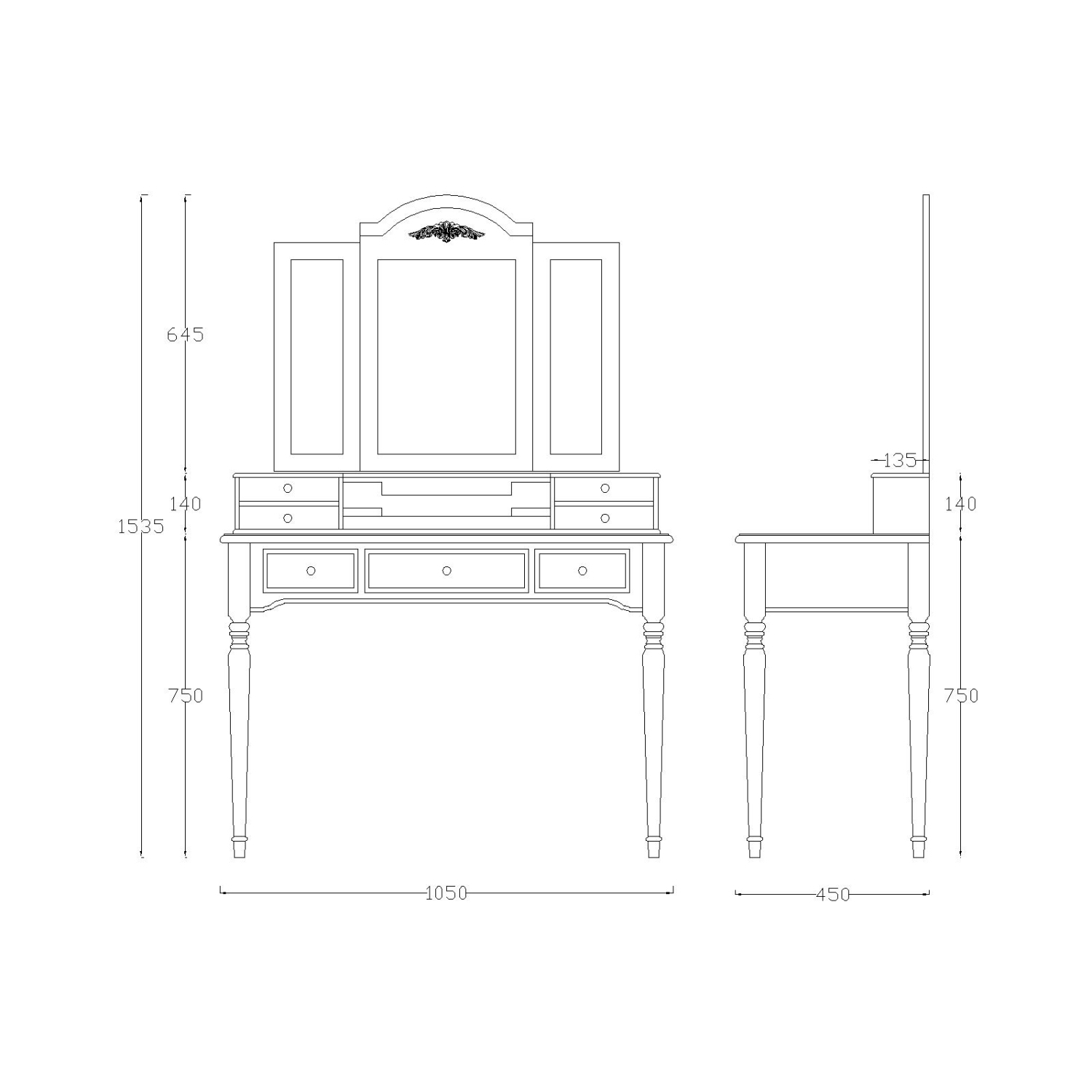 Topbuy Vanity Makeup Dressing Table Set w/ Drawer Mirror Necklace Hook White