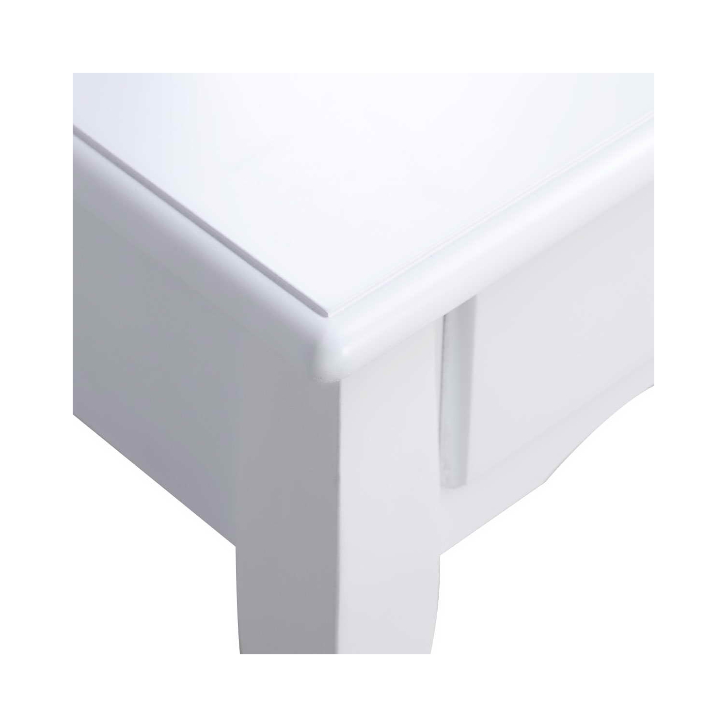 Topbuy Vanity Table Jewelry Makeup Desk with Padded Bench bathroom Dresser w/ Drawer White