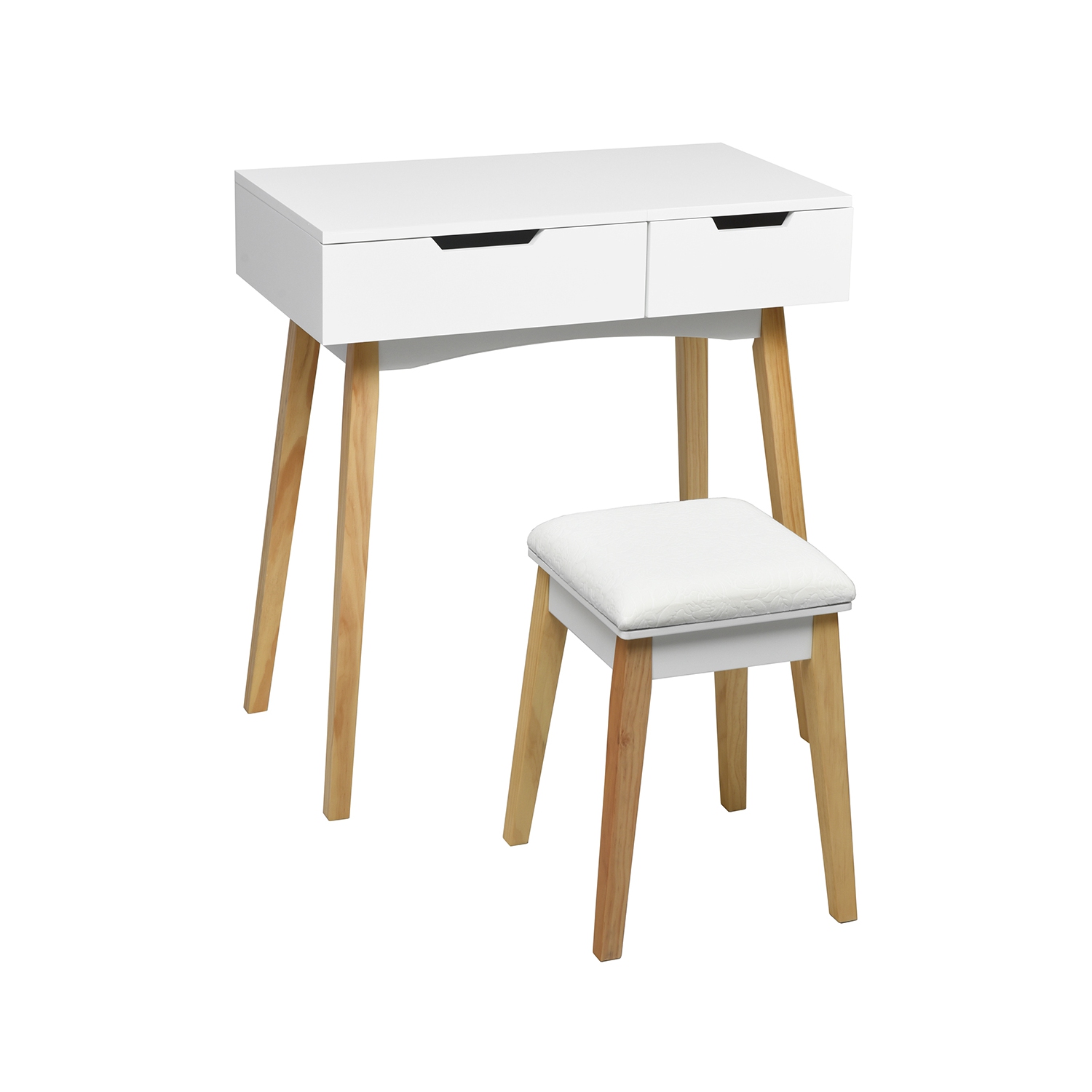 Table de maquillage avec miroir rabattable et commode 2-en-1 de TopBuy