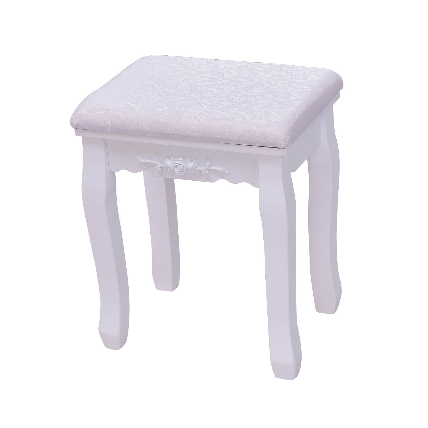 Topbuy Oval Vanity Mirror Dressing Table Beauty Dresser w/ Cushioned Bench White