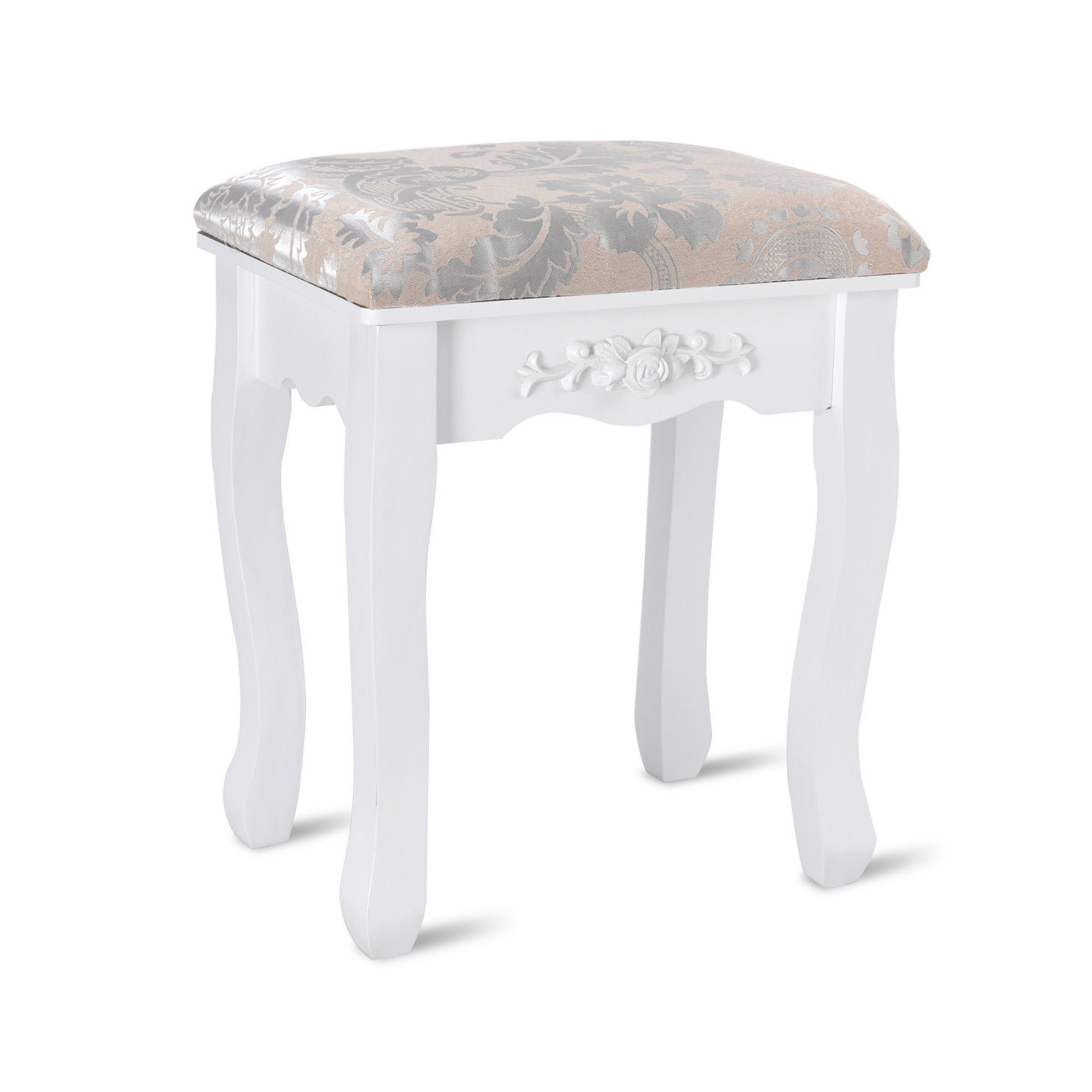 Topbuy 360 Degree Rotatable Vanity Mirror Dressing Unit w/ Padded Stool