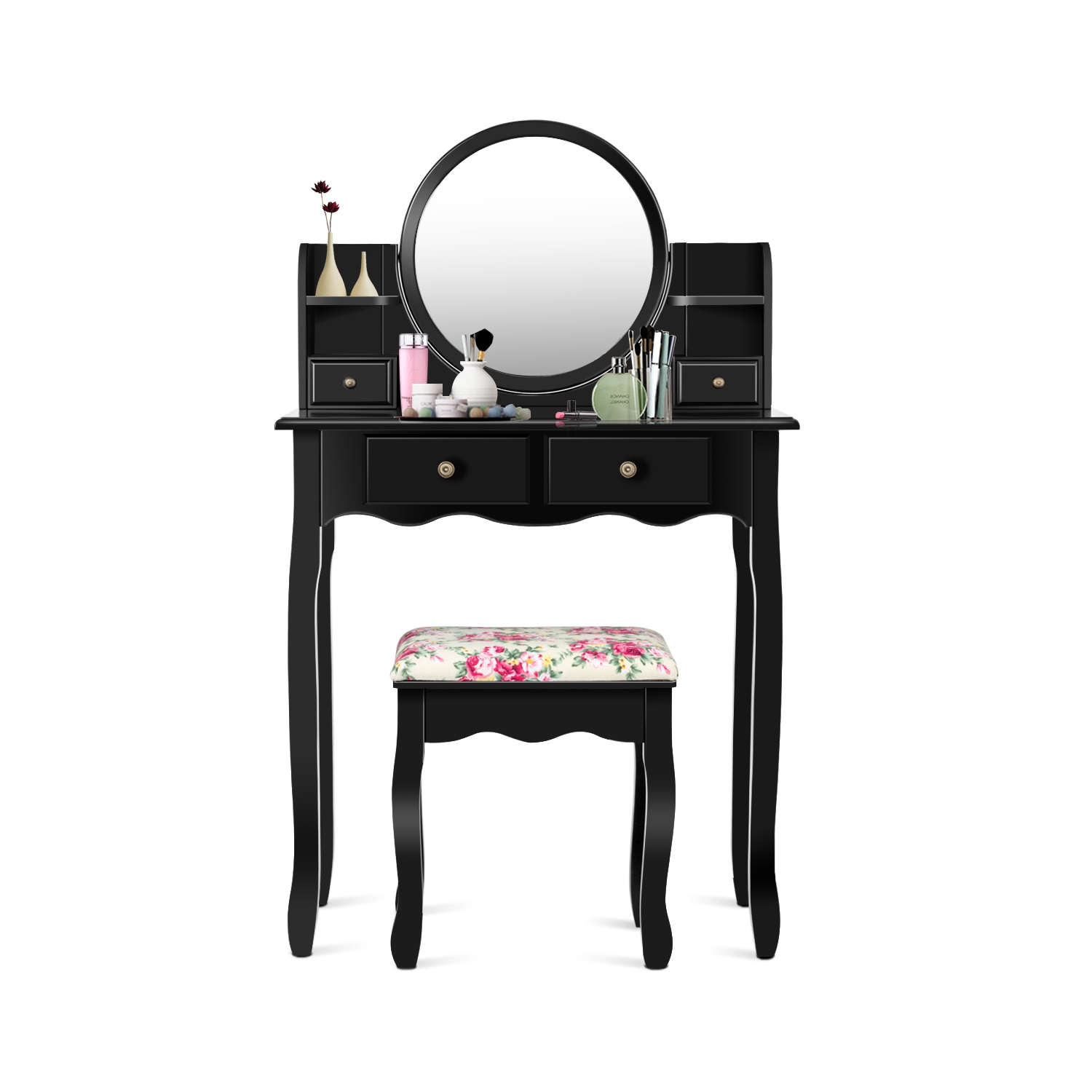 Topbuy Vanity Table Set w/Detachable Mirror & Stool