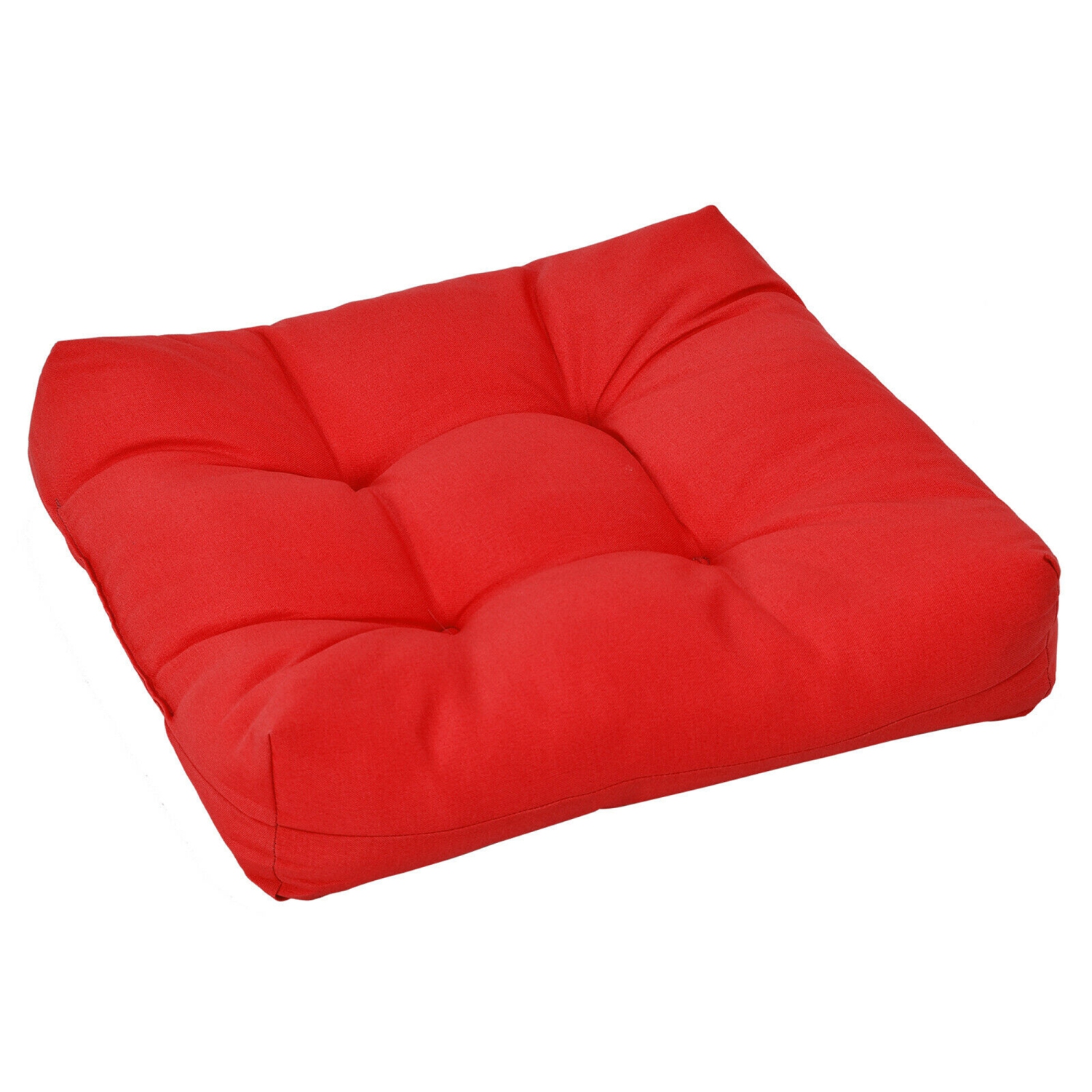 Gymax Set of 2 Square Seat Chair Cushion Pad Waterproof Indoor Outdoor Red