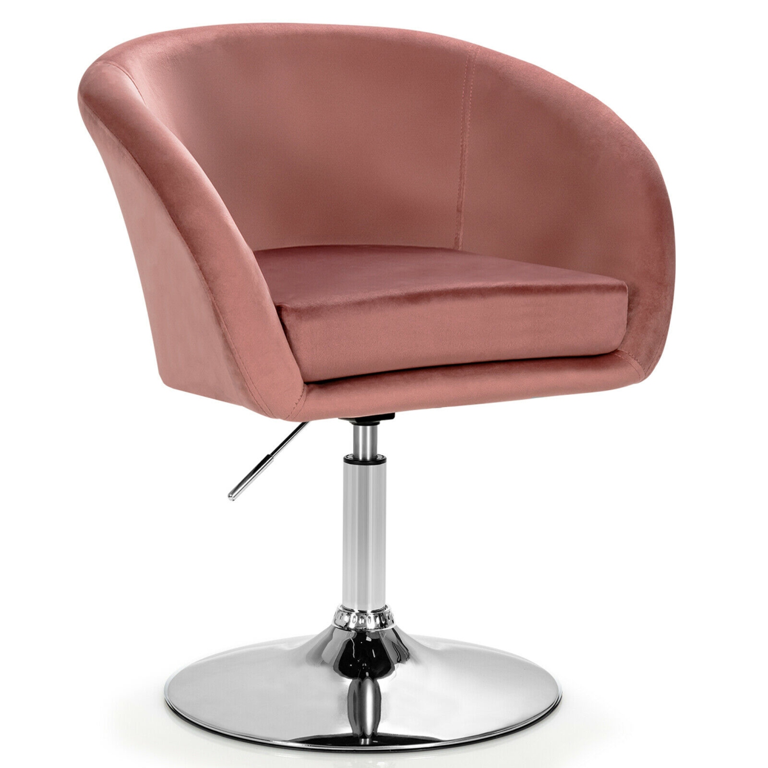 Gymax Modern Velvet Chair Height Adjustable Bar Stool 360° Swivel Makeup Seat
