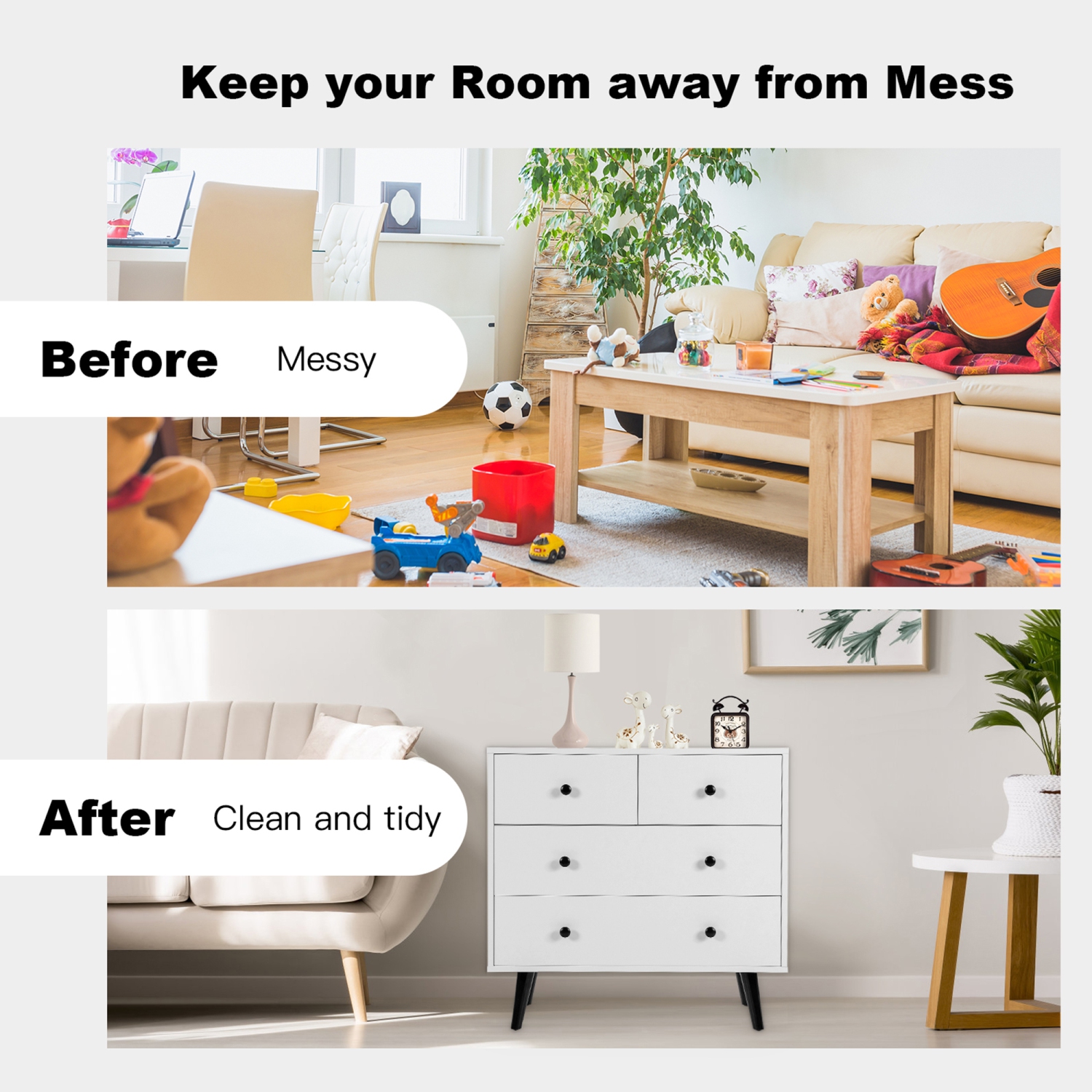 Commode à 4 tiroirs Gymax