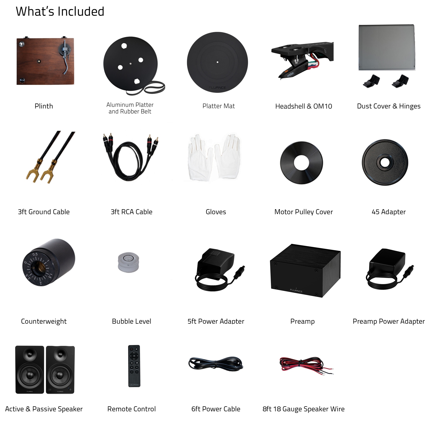 Tourne-disque haute fidélité RT82 Reference de Fluance, préamplificateur phono PA10 et haut-parleurs d'étagère stéréo amplifiés Ai61 de 6,5&nbsp;po