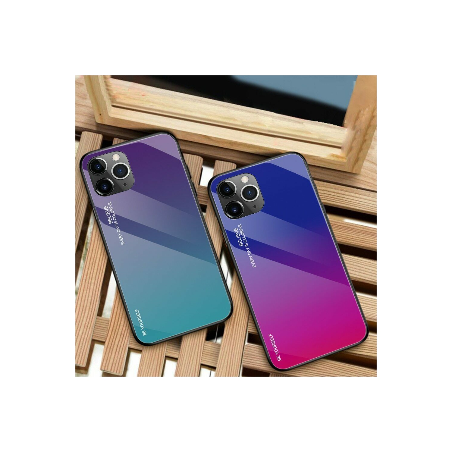 HELVIS Gradient Tempered Glass Phone Case Cover For iPhone 13 Pro - Free Shipping