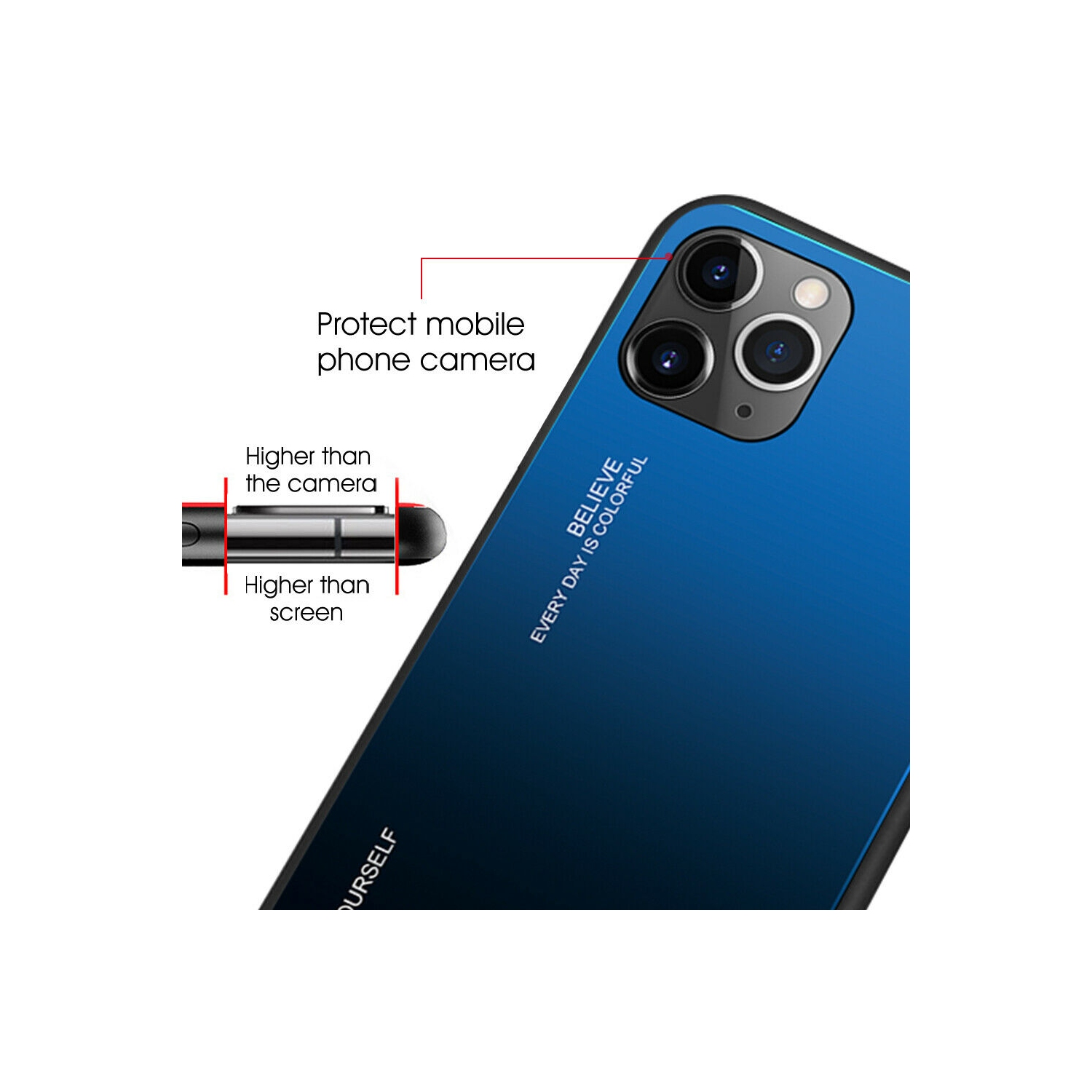 HELVIS Gradient Tempered Glass Phone Case Cover For iPhone 13 Pro - Free Shipping