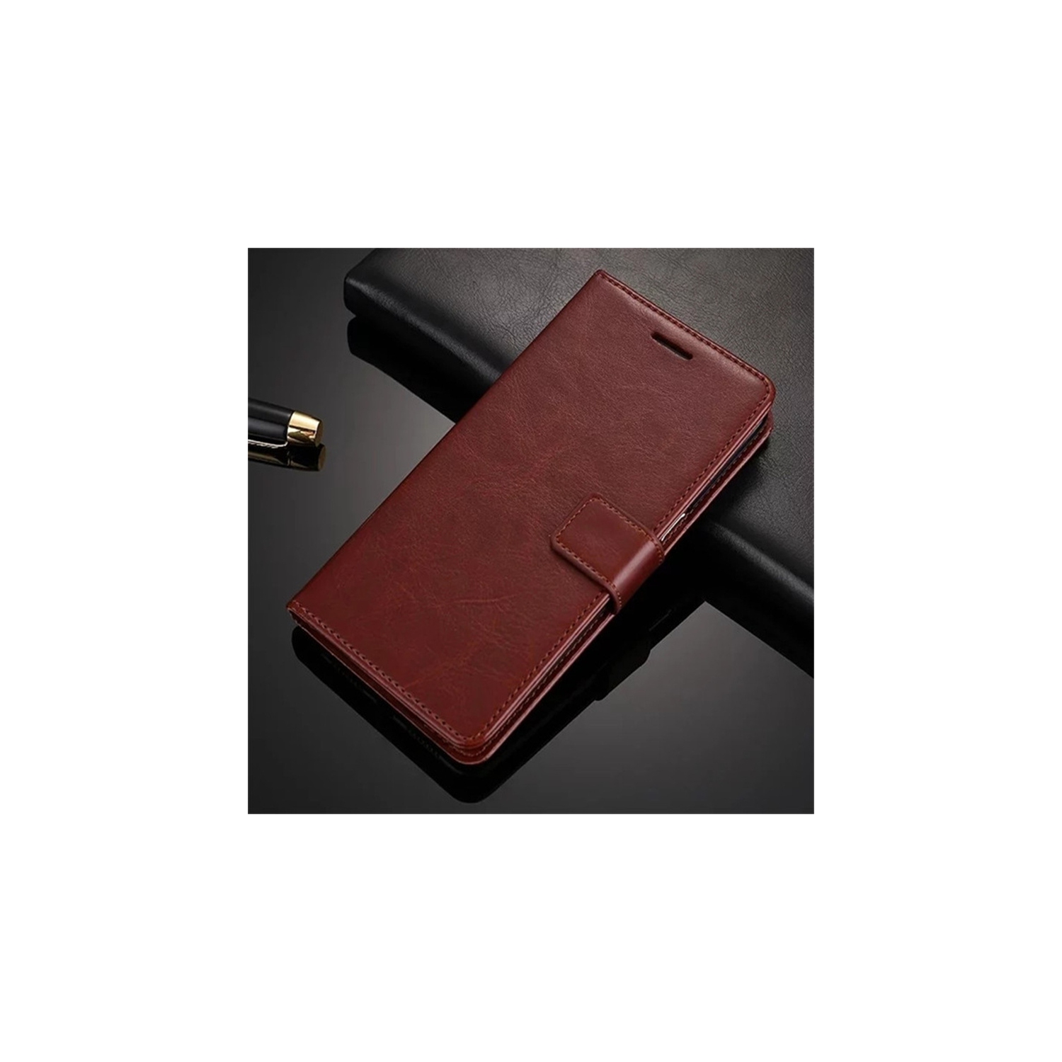 Ledex Magnetic Leather Flip Wallet Stand Case Cover Card Holder For Samsung Galaxy A32 (Brown) - Free Shipping