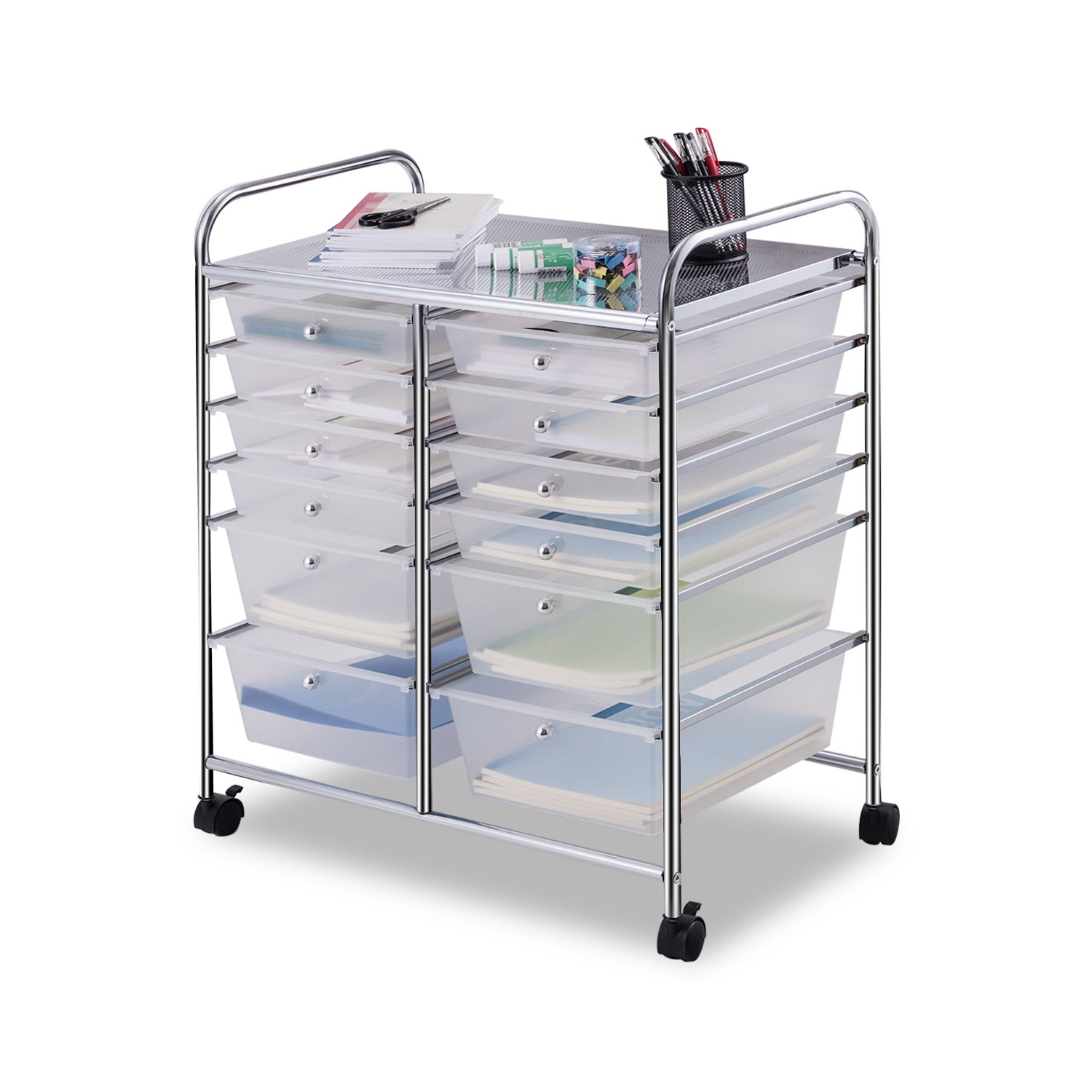 Topbuy 12 Drawer Rolling Storage Cart Organizer