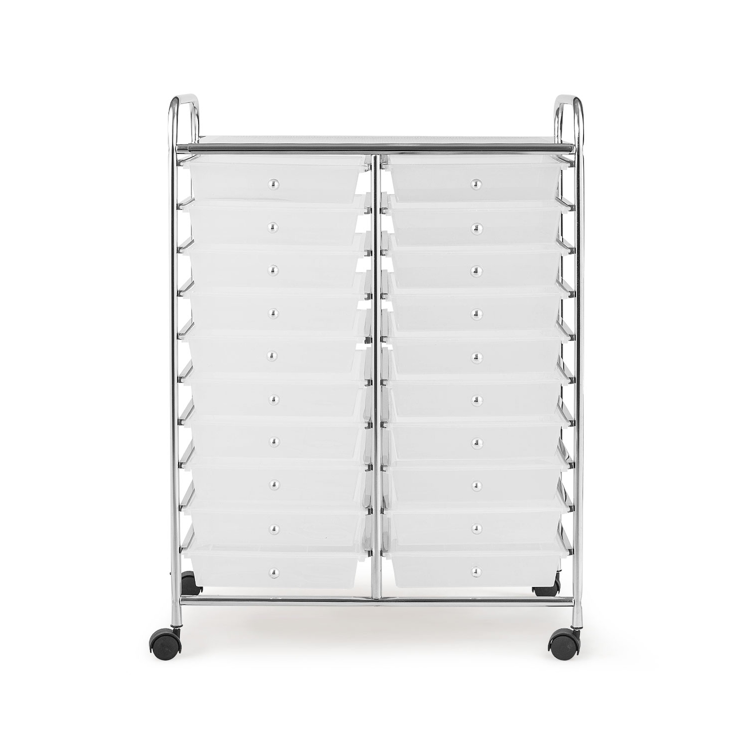 Topbuy 20-Drawers Rolling Storage Cart with Organizer Top Clear