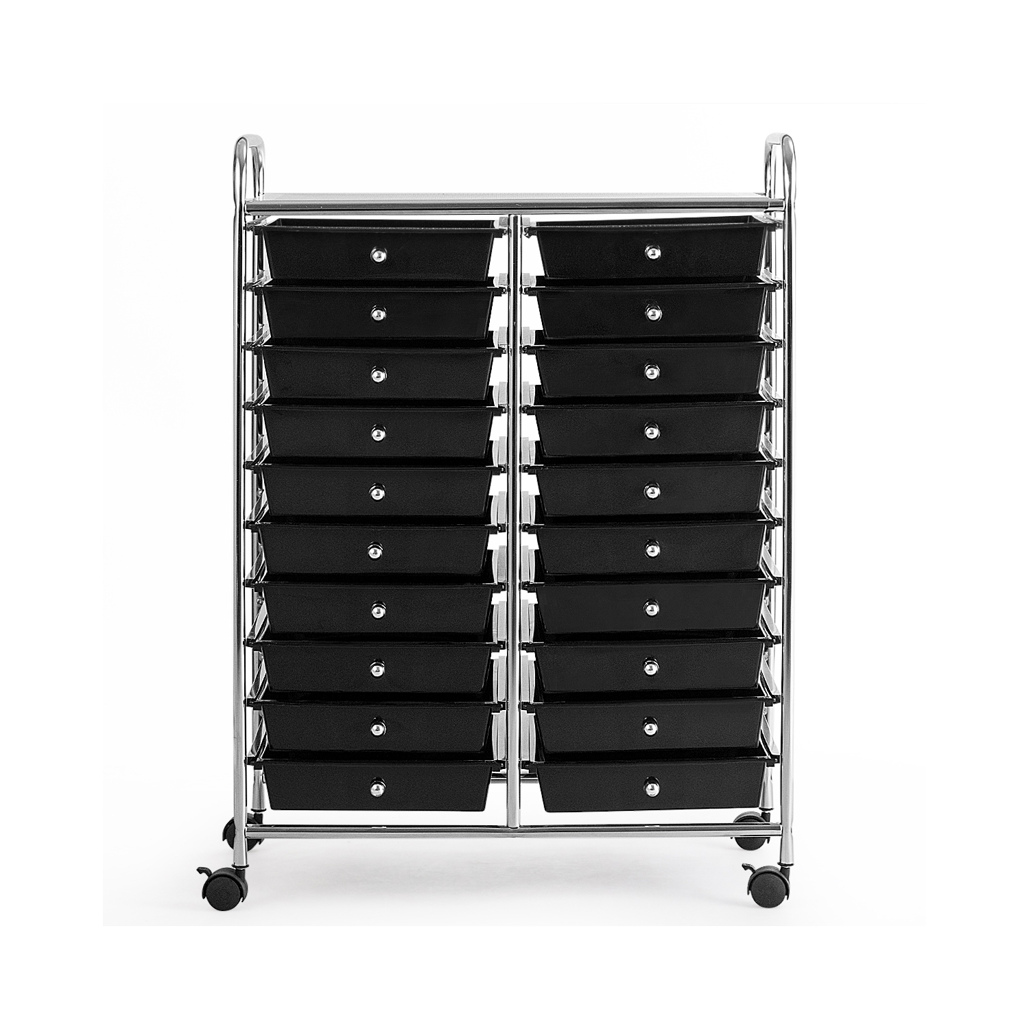 Topbuy 20-Drawers Rolling Storage Cart with Organizer Top Black