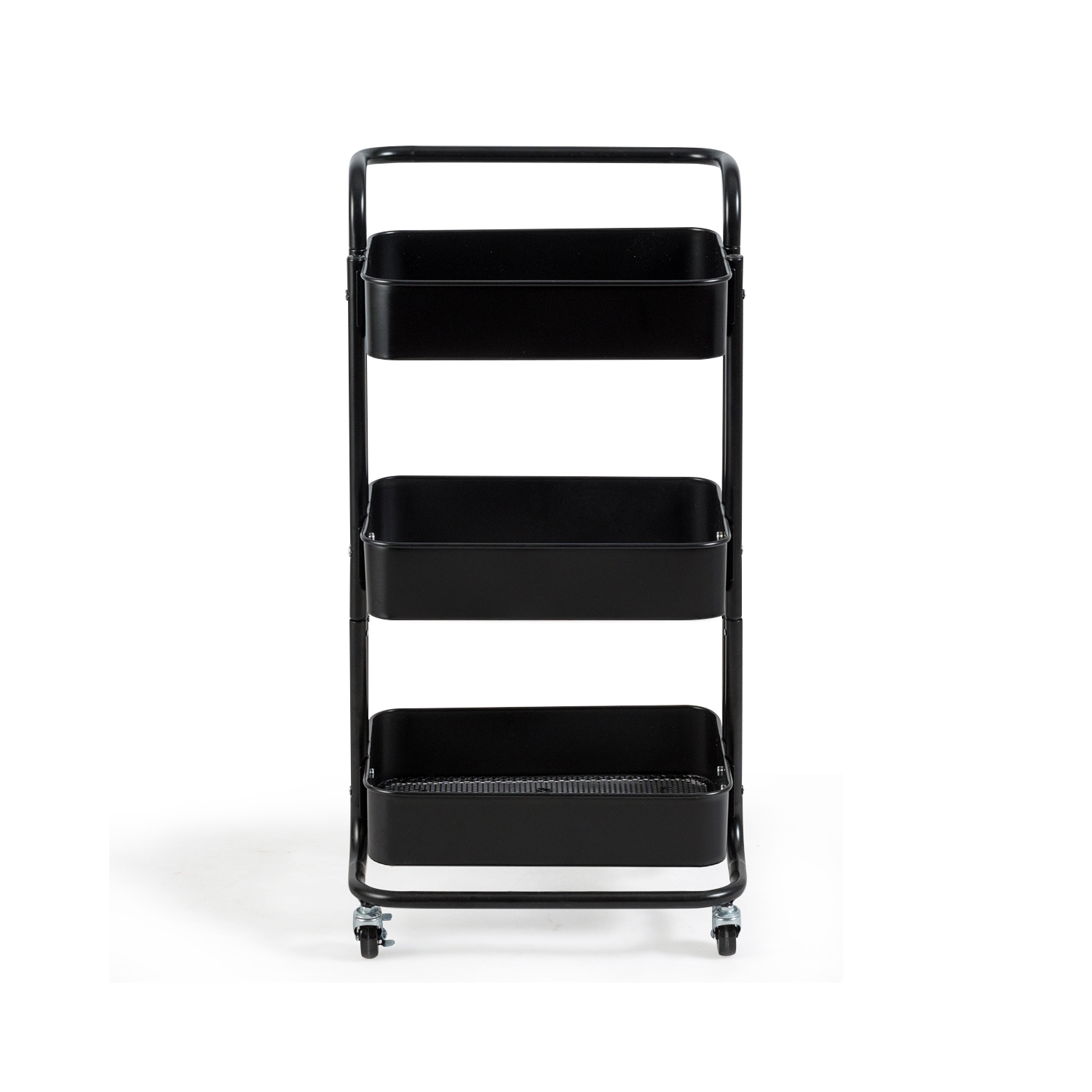 Topbuy 3-Tier Metal Rolling Utility Storage Cart Service Trolley Cart with Lockable Wheels Black