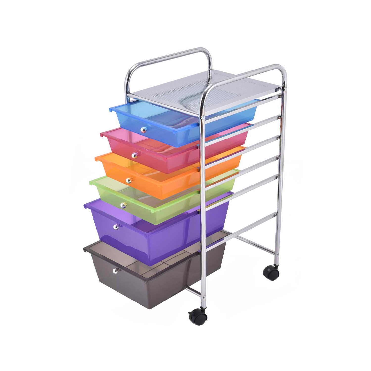 Topbuy 6 Drawer Scrapbook Paper Organizer Rolling Storage Cart for Office School Multicolor