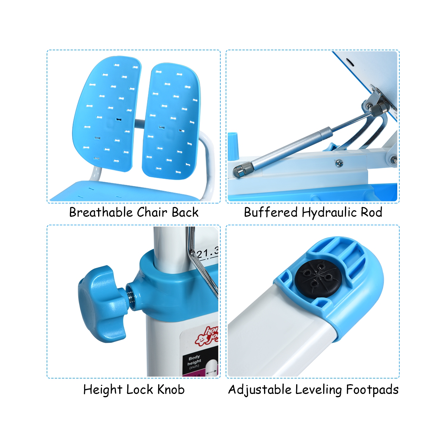 Topbuy Children's Studying Table Height Adjustable Desk Chair Set Blue