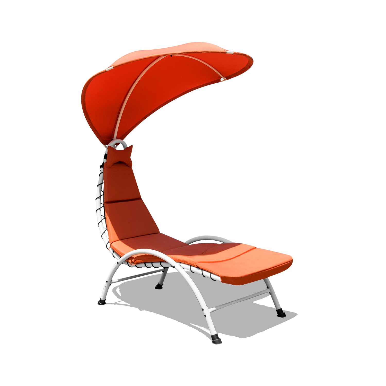 Topbuy Patio Chaise Chaise Lounge Chair with Canopy Cushioned Canopy Lounger