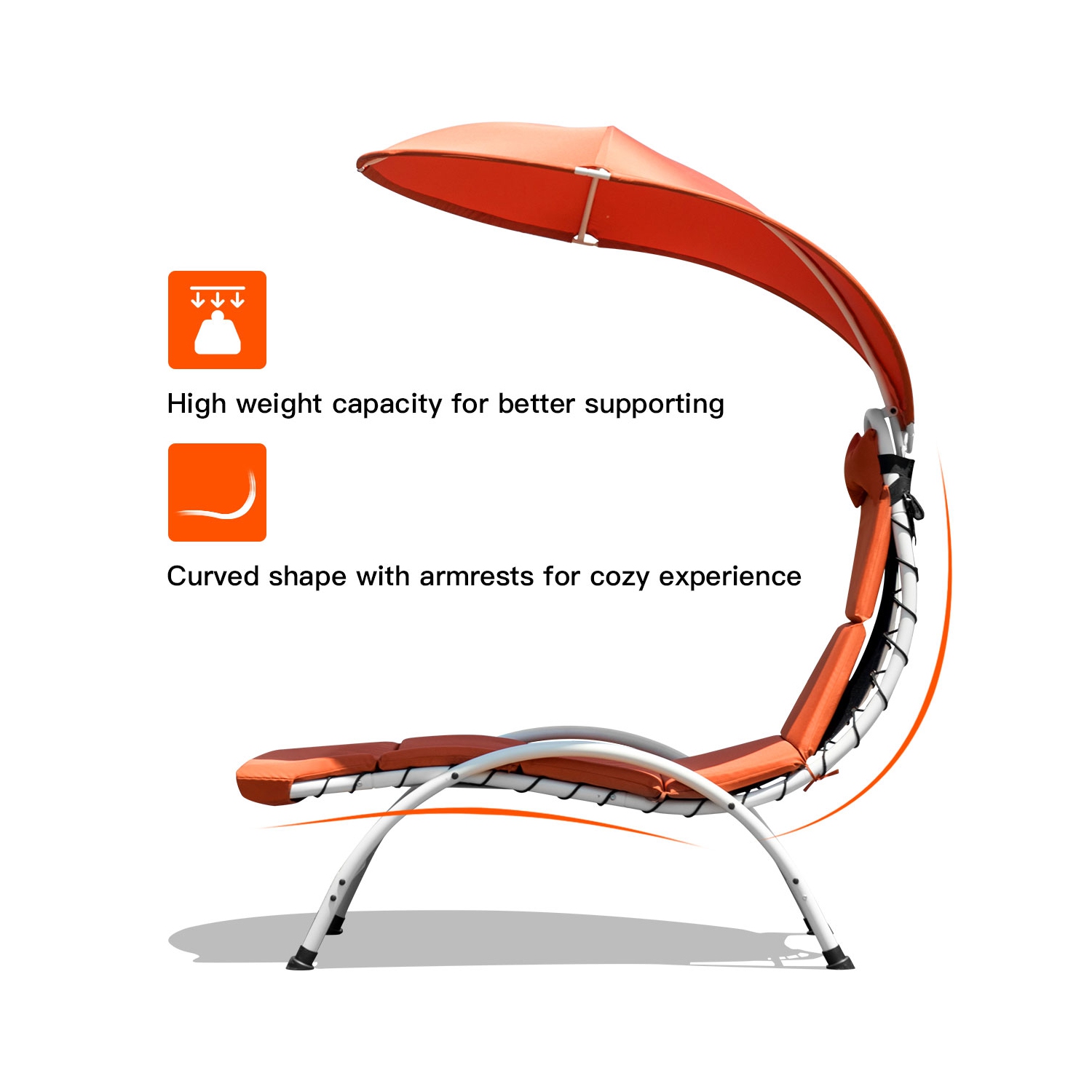 Topbuy Patio Chaise Chaise Lounge Chair with Canopy Cushioned Canopy Lounger