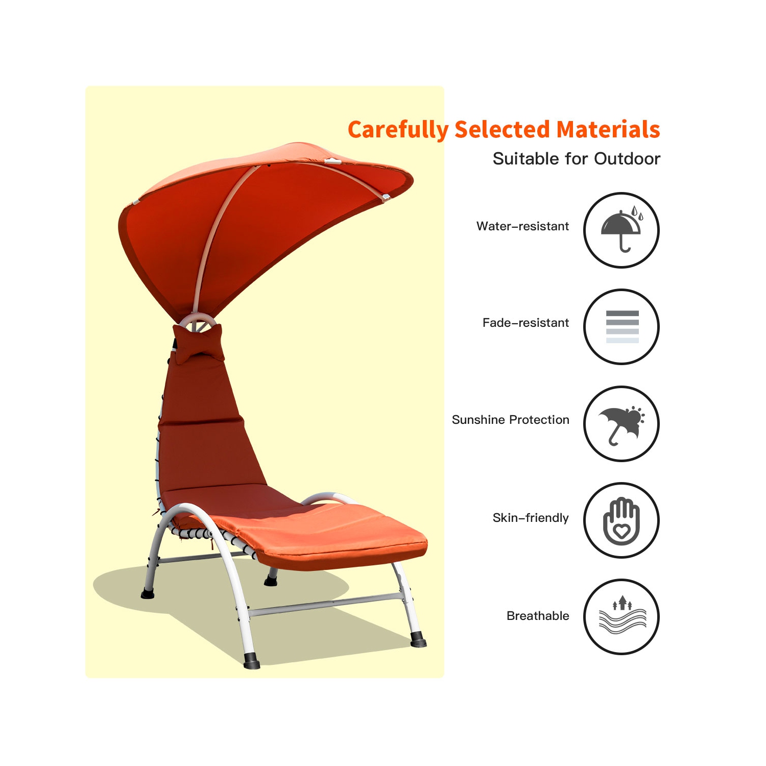 Topbuy Patio Chaise Chaise Lounge Chair with Canopy Cushioned Canopy Lounger