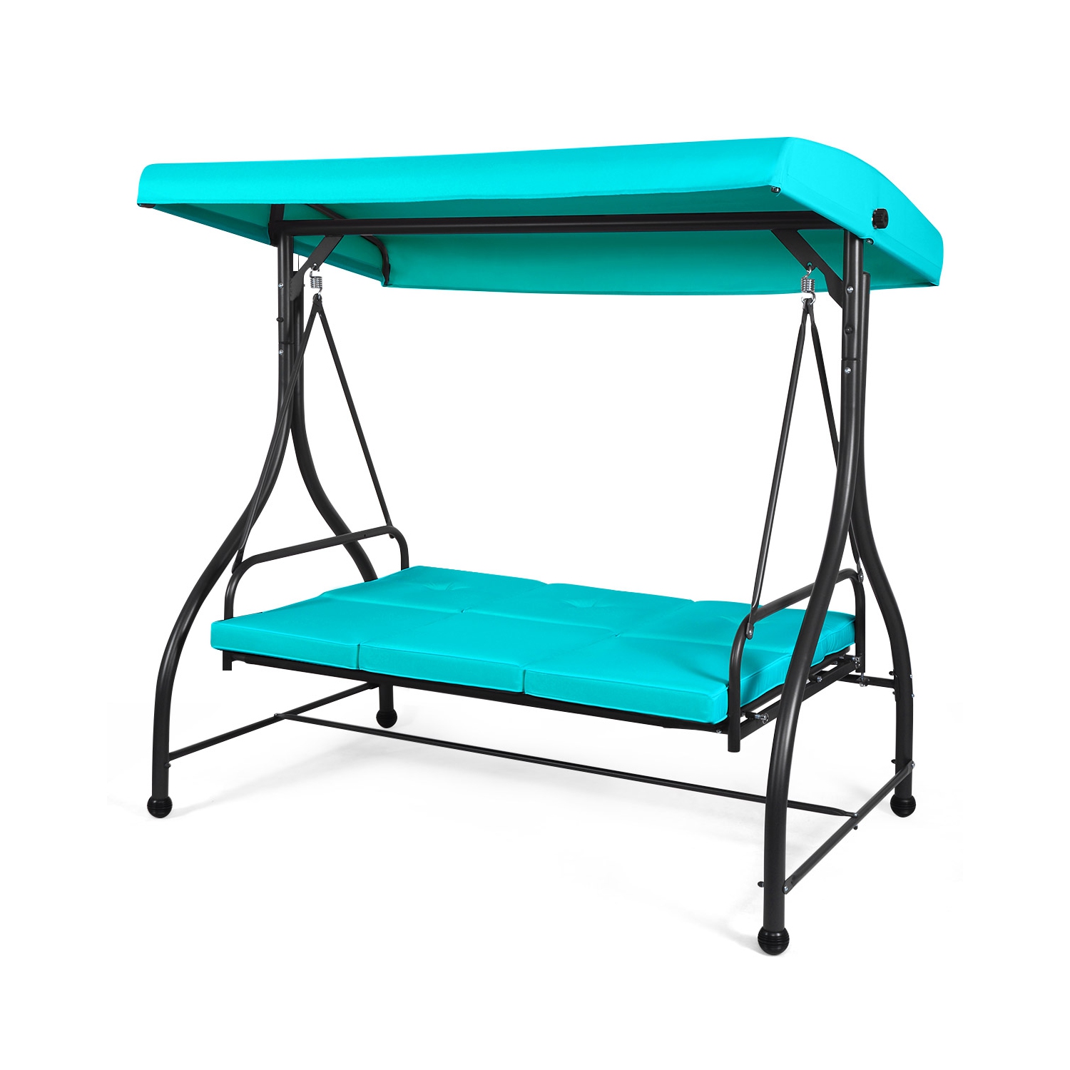 Topbuy 3 Person Porch Swing Hammock Bench Chair Outdoor with Canopy Turquoise/Beige/ Black/Brown/Wine Red