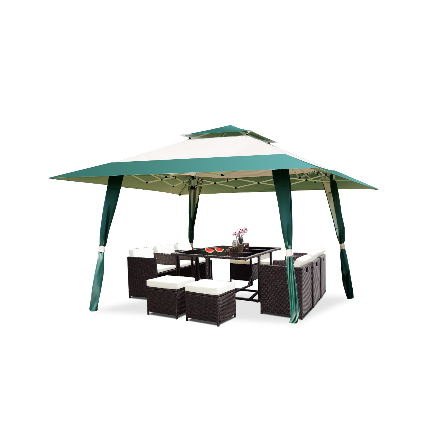 Topbuy 13' x13' Folding Gazebo Canopy Patio Outdoor Tent Beach Party Shade Shelter