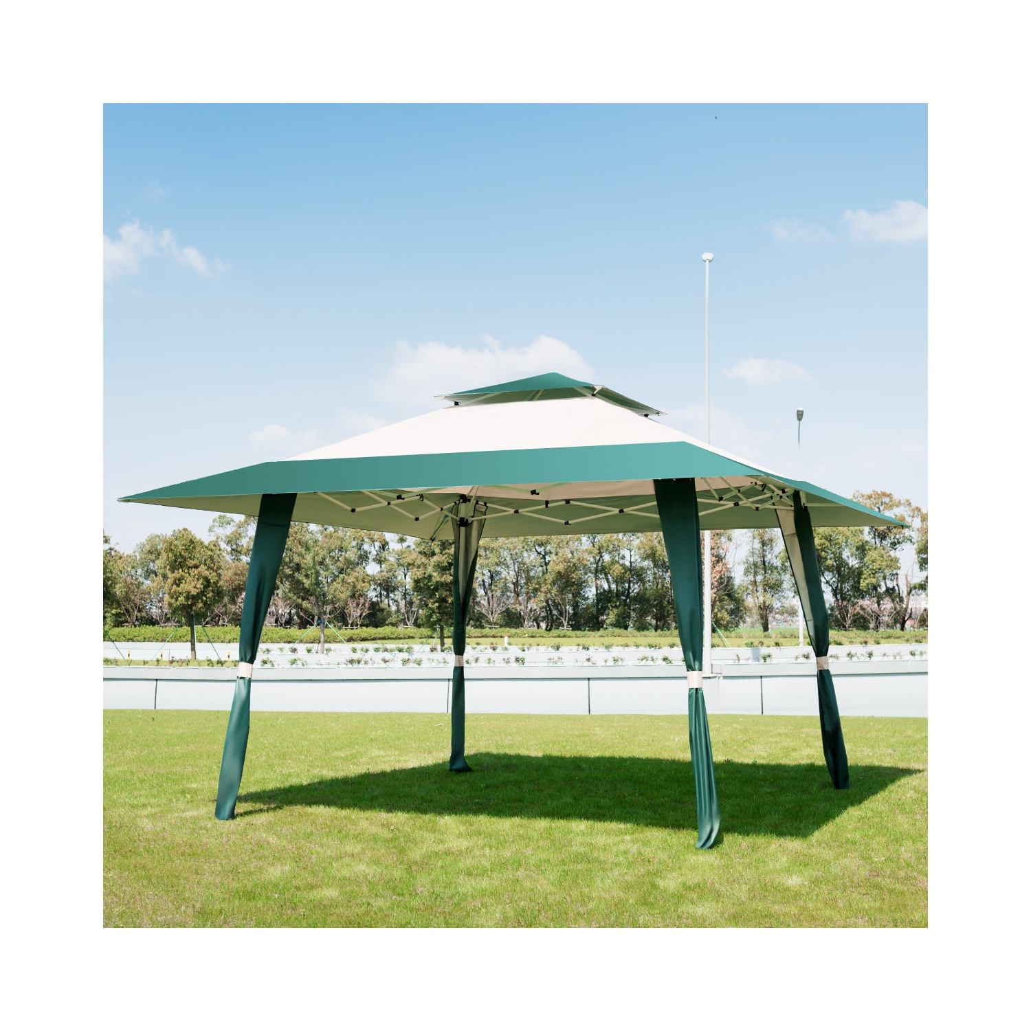 Topbuy 13' x13' Folding Gazebo Canopy Patio Outdoor Tent Beach Party Shade Shelter