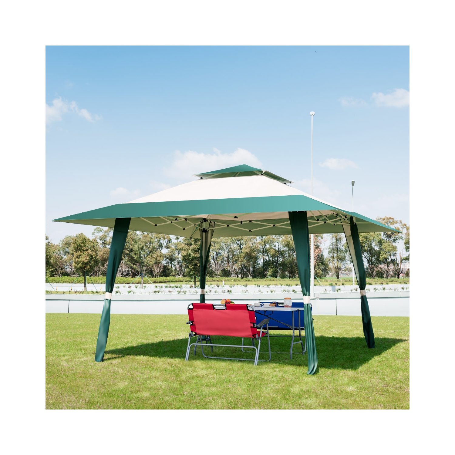 Topbuy 13' x13' Folding Gazebo Canopy Patio Outdoor Tent Beach Party Shade Shelter