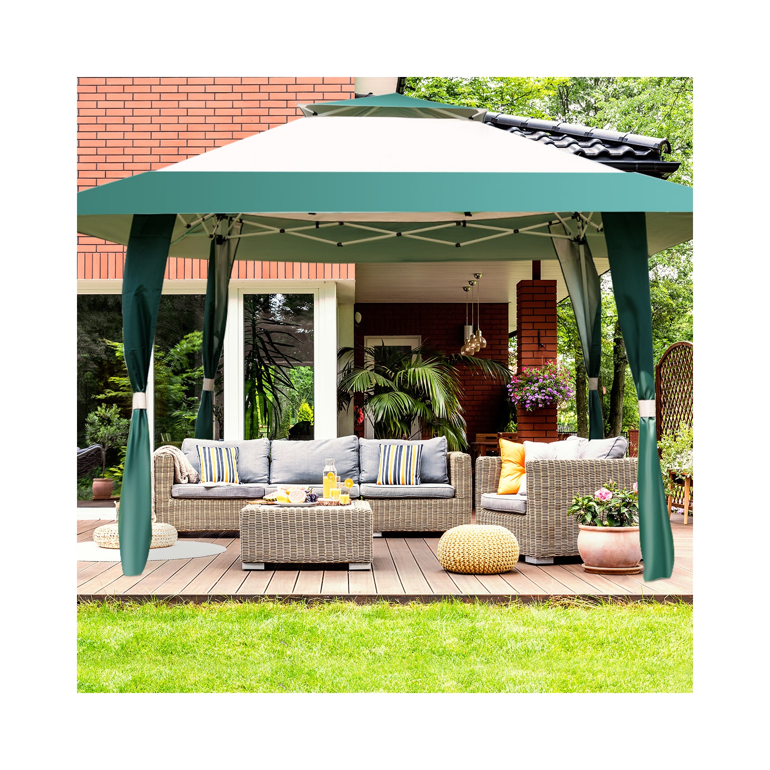 Topbuy 13' x13' Folding Gazebo Canopy Patio Outdoor Tent Beach Party Shade Shelter