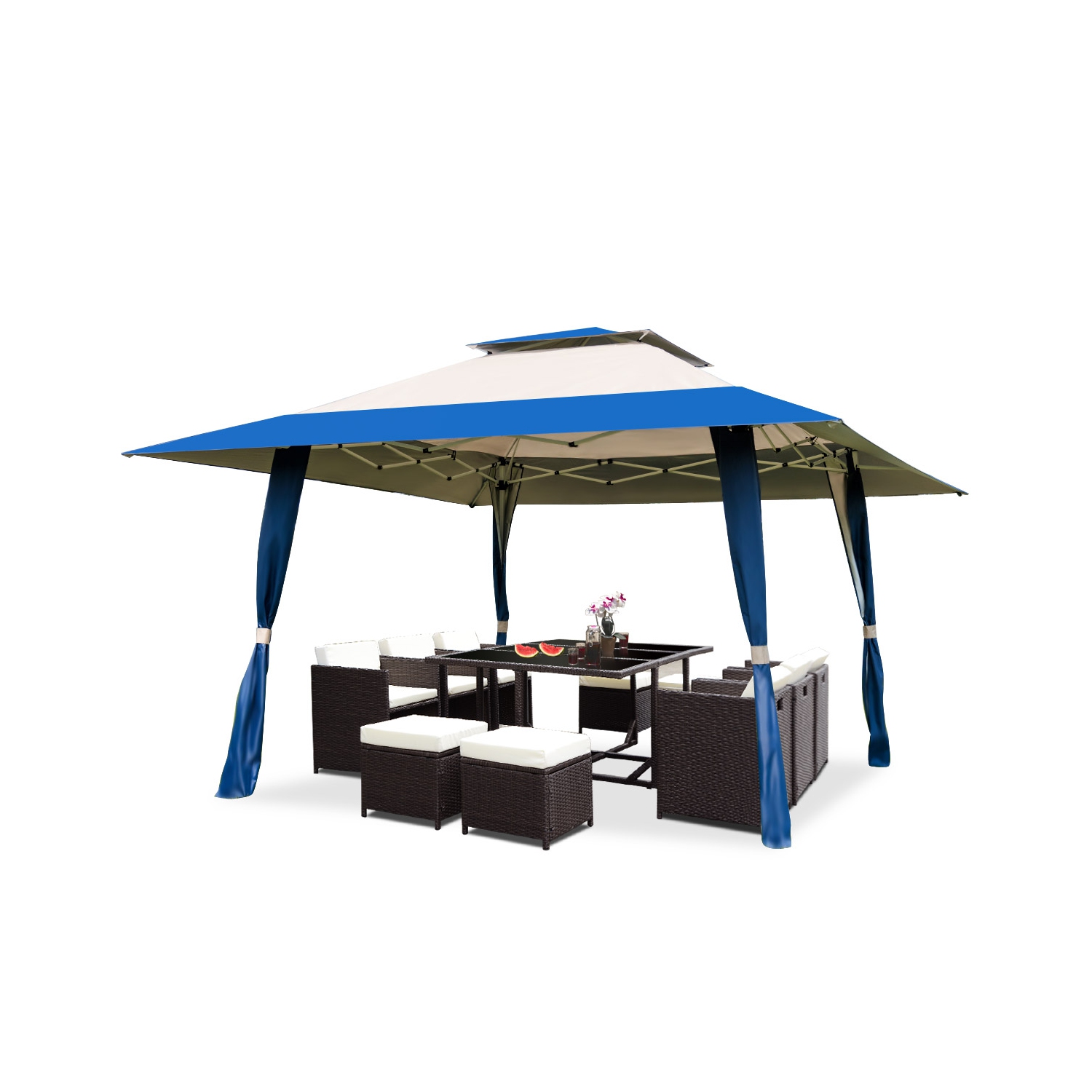 Abri de jardin repliable de 13 x 13 pi de TopBuy tente de jardin abri de plage avec pare-soleil de plage