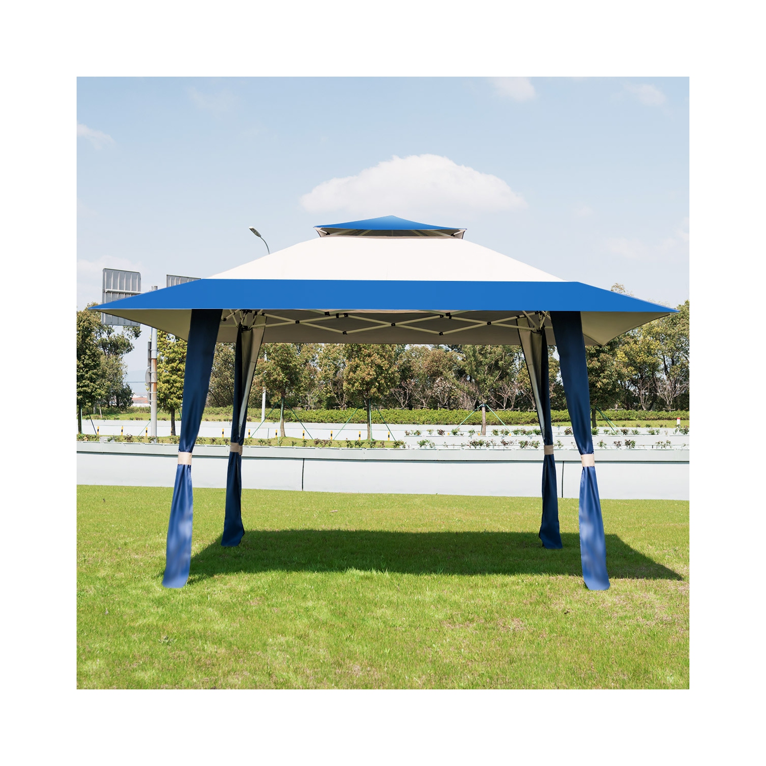 Abri de jardin repliable de 13 x 13 pi de TopBuy tente de jardin abri de plage avec pare-soleil de plage