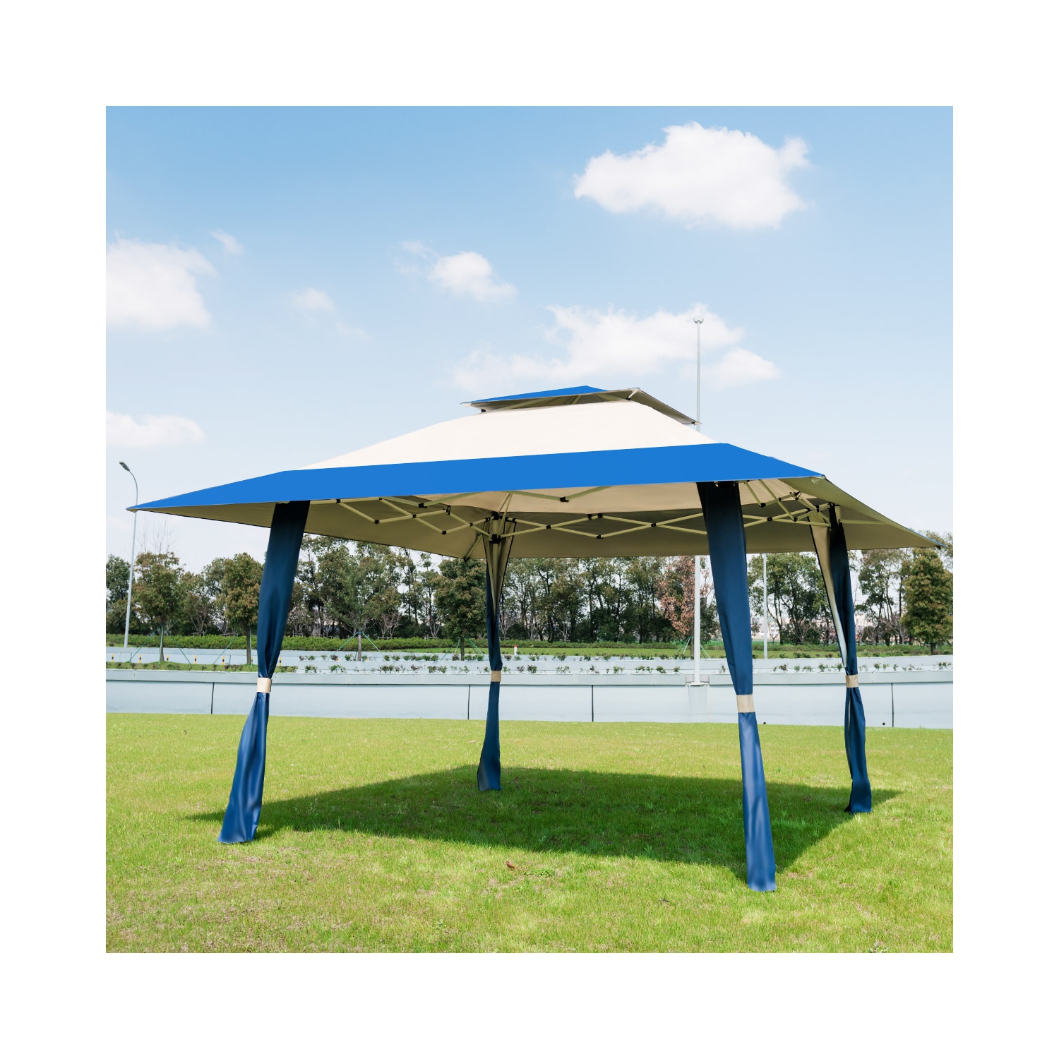 Abri de jardin repliable de 13 x 13 pi de TopBuy tente de jardin abri de plage avec pare-soleil de plage