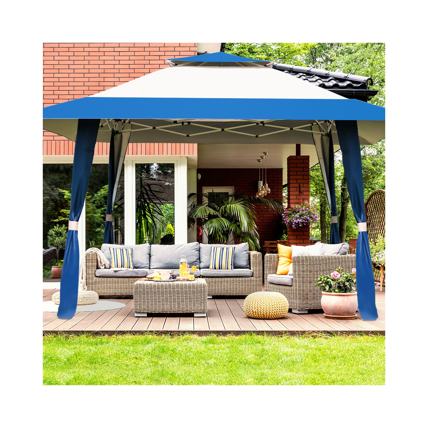 Abri de jardin repliable de 13 x 13 pi de TopBuy tente de jardin abri de plage avec pare-soleil de plage