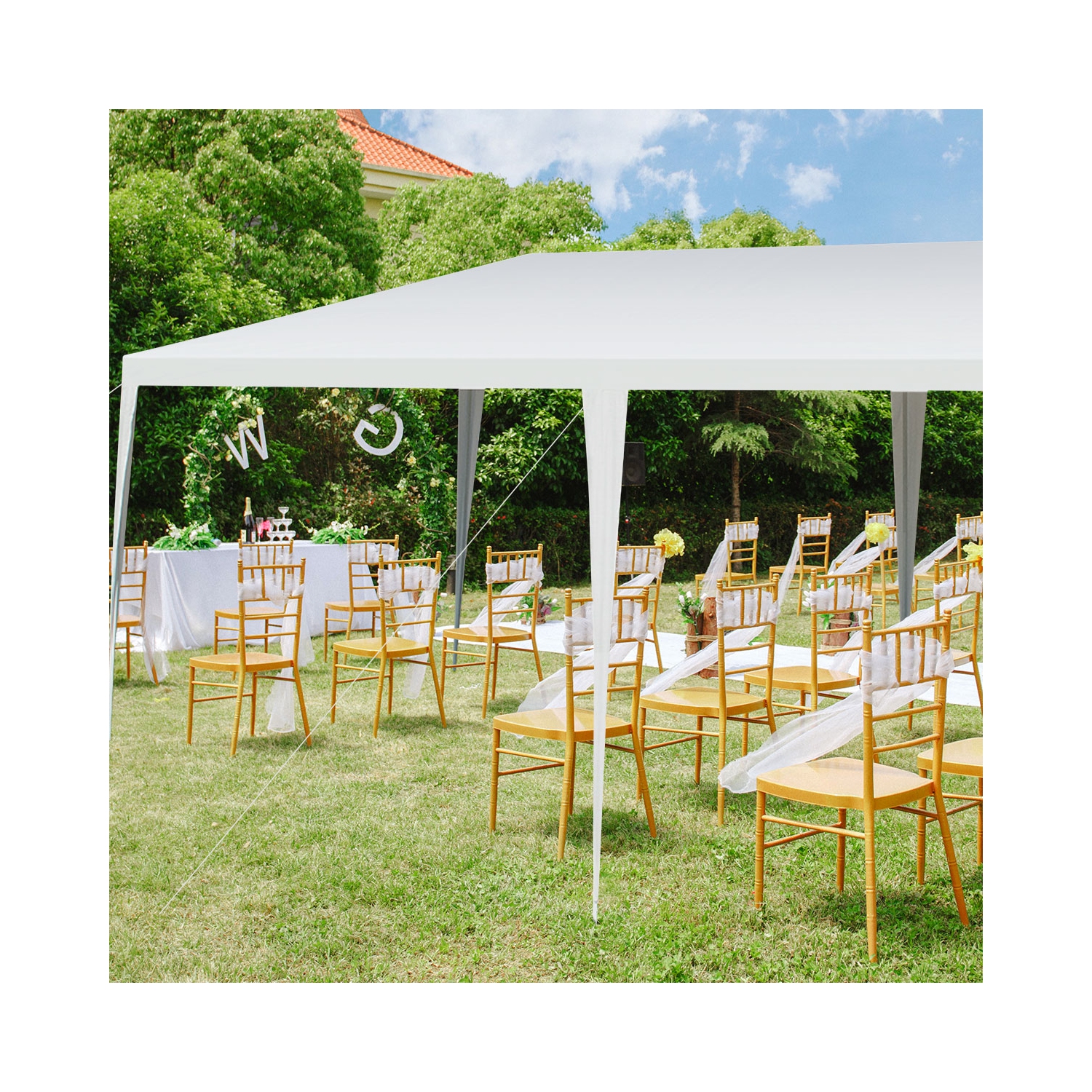 Abri de jardin avec toit pour fête de mariage blanc de 10 x 20 pi de TopBuy