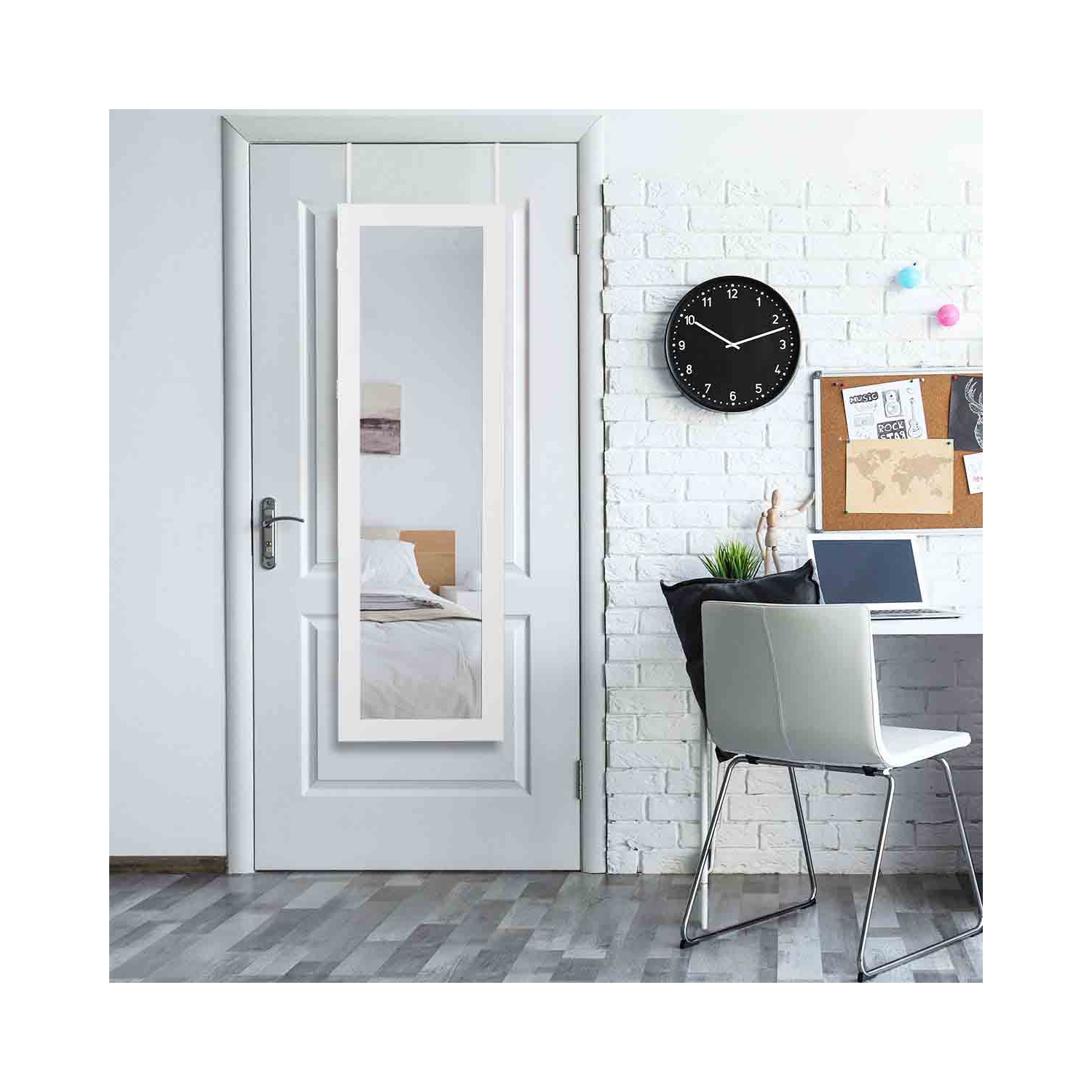 Topbuy Lockable Armoire Dressing Organizer Wall Door Mounted Mirrored Jewelry Cabinet w/ LED Lights