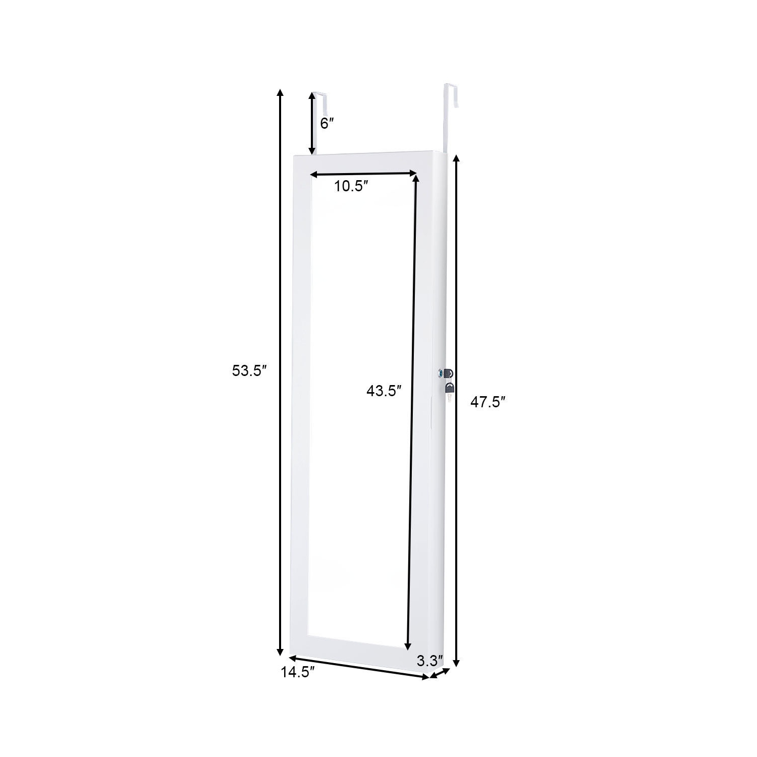 Topbuy Lockable Armoire Dressing Organizer Wall Door Mounted Mirrored Jewelry Cabinet w/ LED Lights