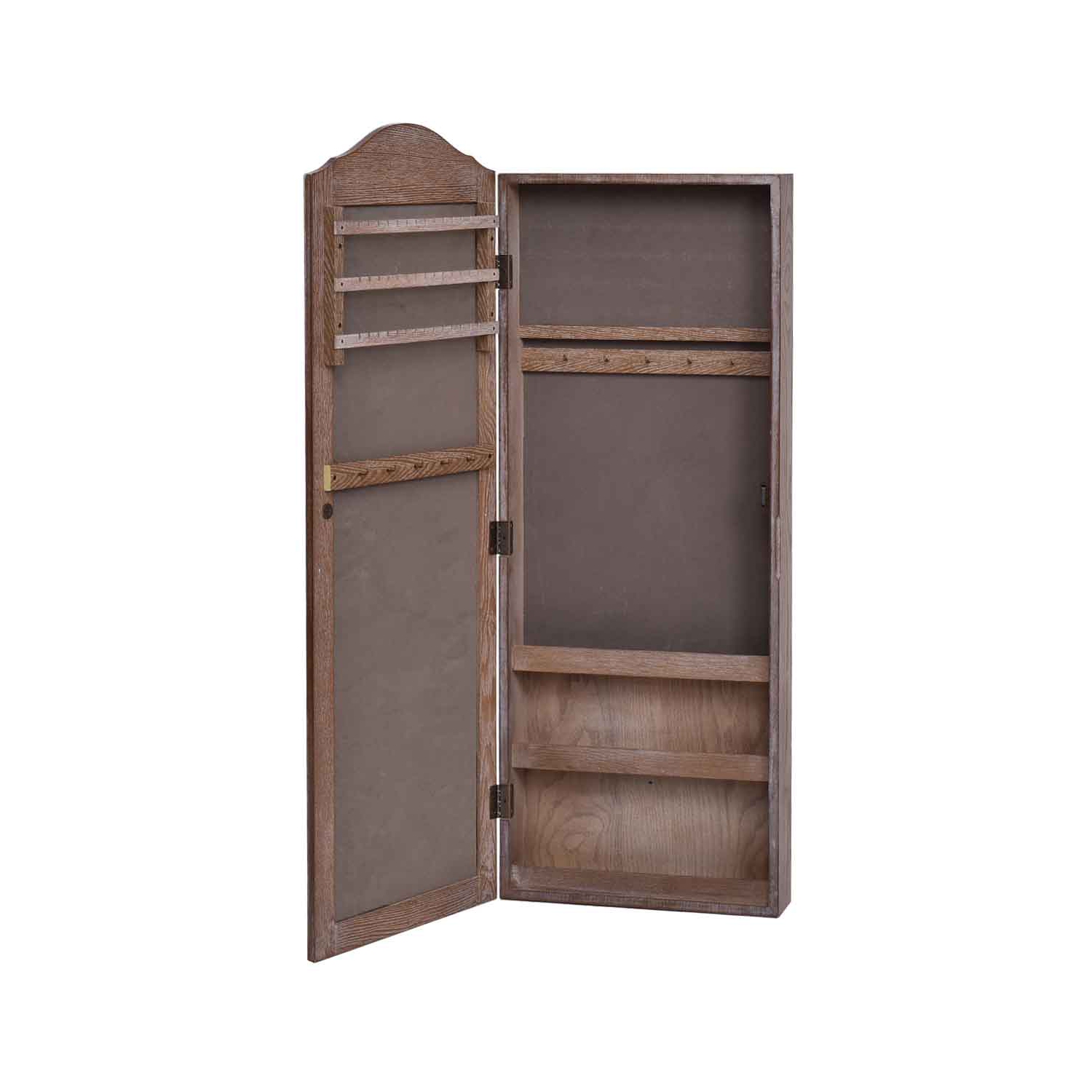 Armoire à bijoux TopBuy avec armoire miroir, rangement mural, noyer
