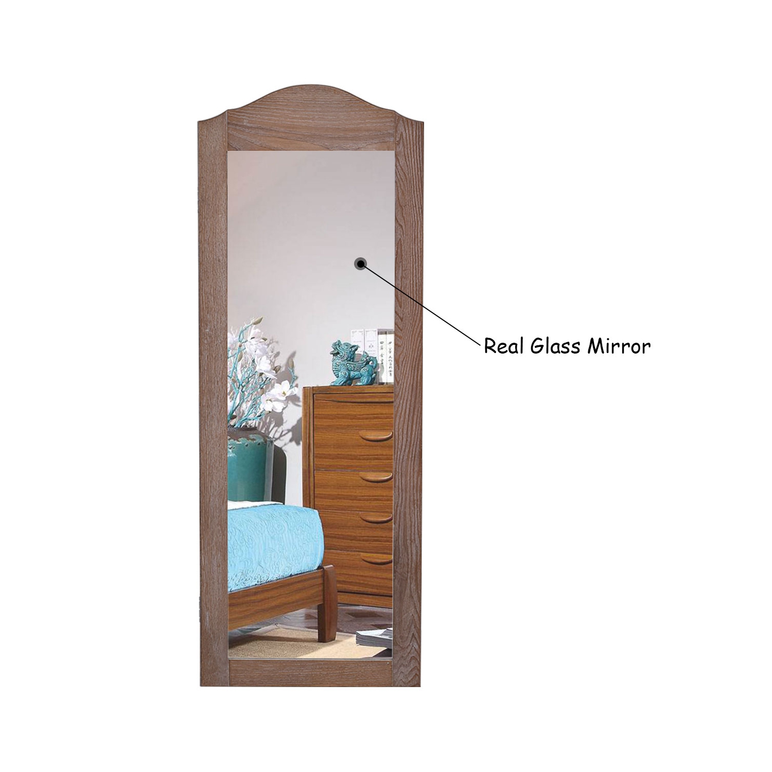 Armoire à bijoux TopBuy avec armoire miroir, rangement mural, noyer