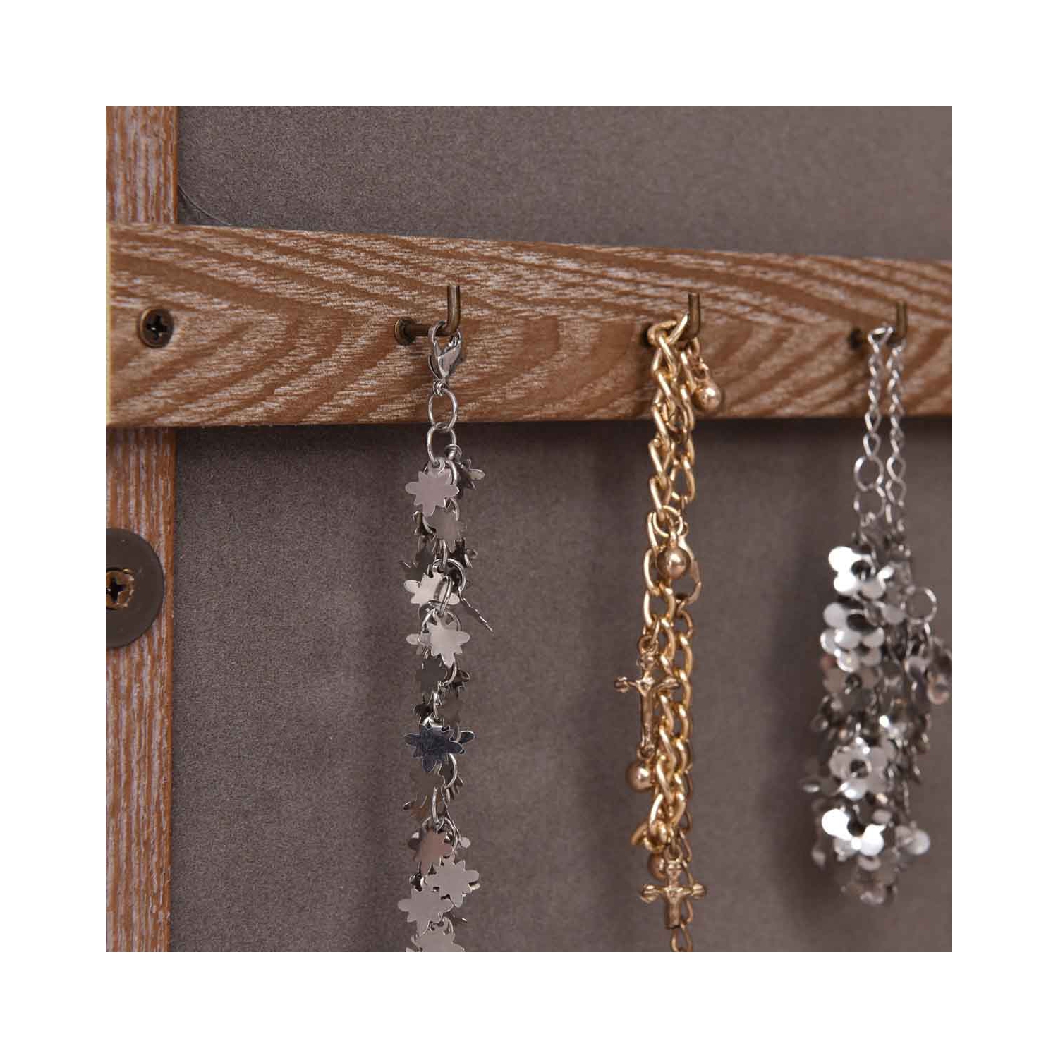 Armoire à bijoux TopBuy avec armoire miroir, rangement mural, noyer