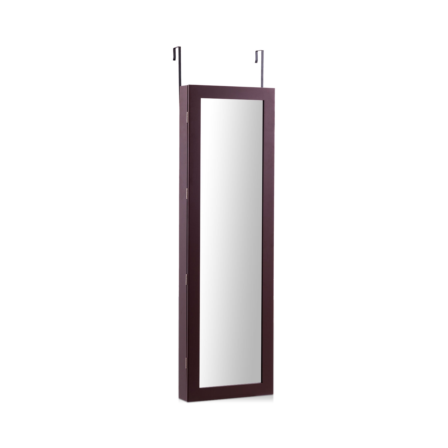 Topbuy Lockable Armoire Dressing Organizer Wall Door Mounted Mirrored Jewelry Cabinet w/ LED Lights