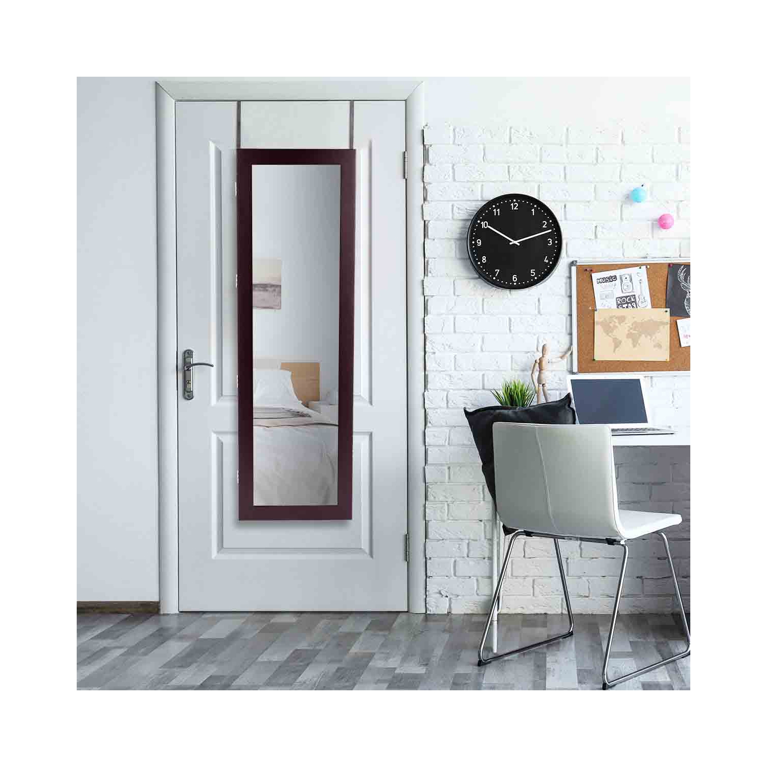 Topbuy Lockable Armoire Dressing Organizer Wall Door Mounted Mirrored Jewelry Cabinet w/ LED Lights