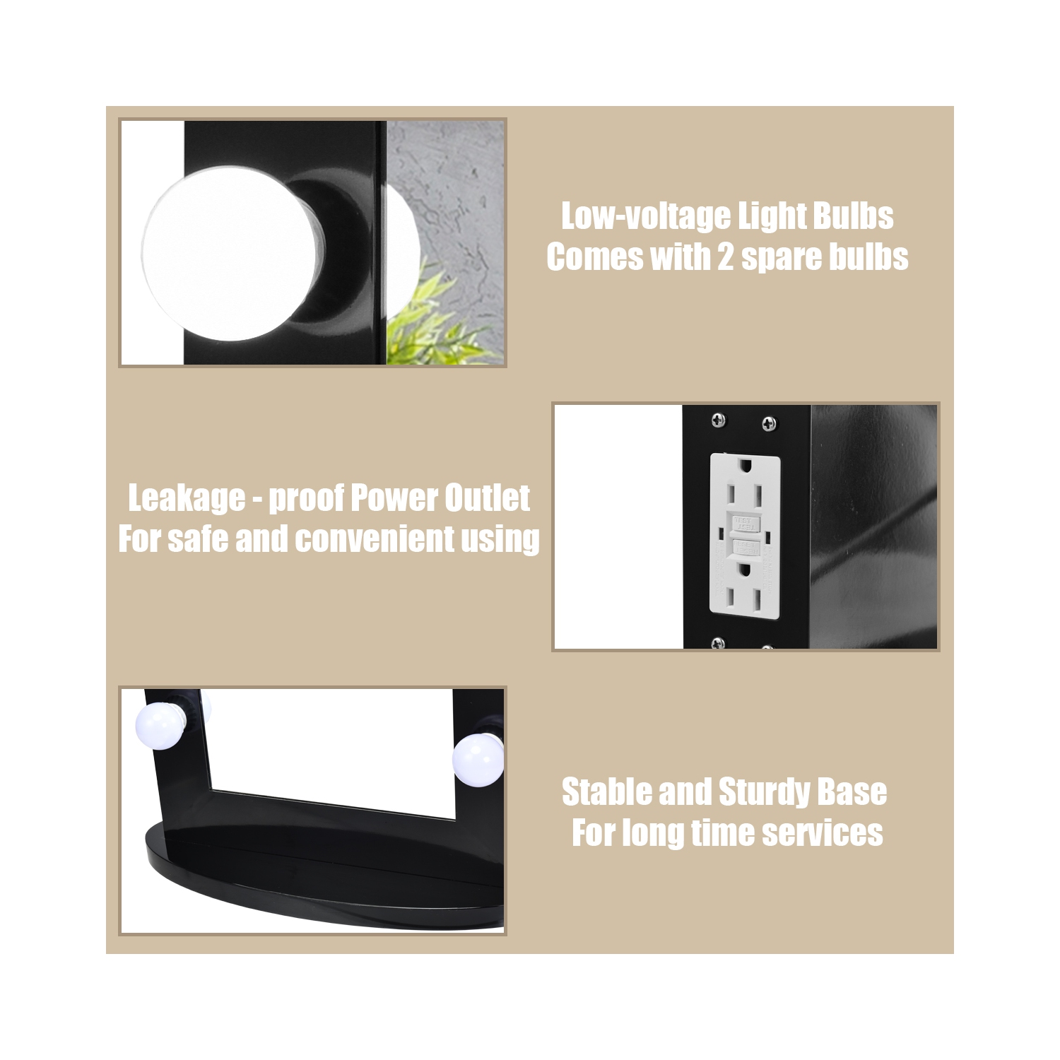 Miroir de maquillage mural avec lumière Hollywood de TopBuy