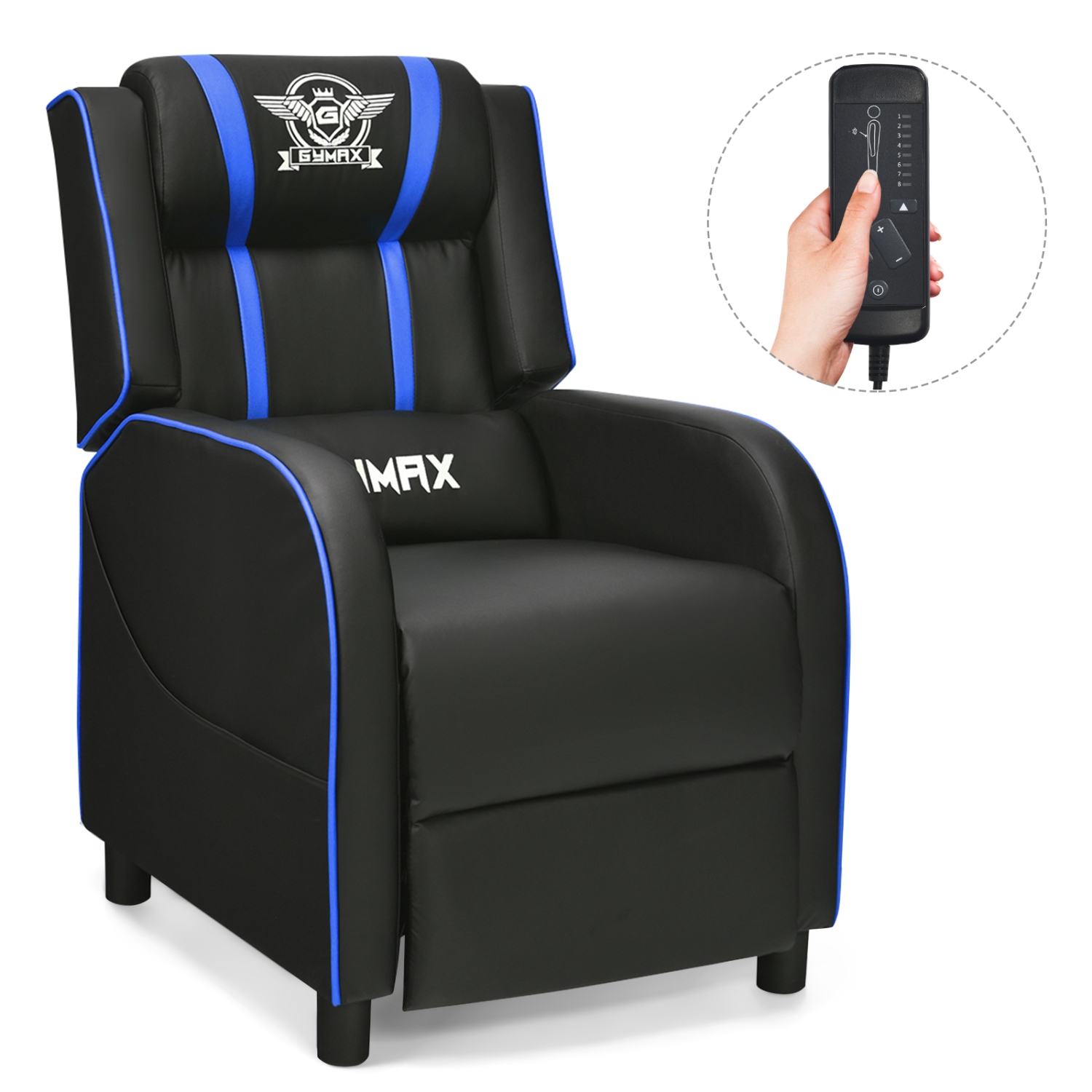 Topbuy PU Leather Gaming Recliner Chair Single Massage Lounge Sofa with Lumbar Cushion